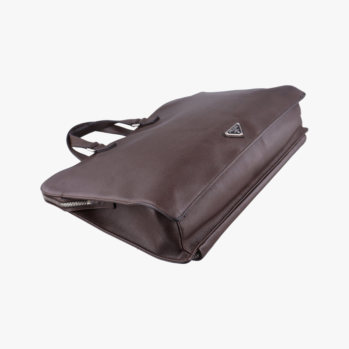 Triangle Logo Plate Brown Saffiano Leather VR0023 49三角 ロゴ プレート ブラウン サフィアーノレザー VR0023 49