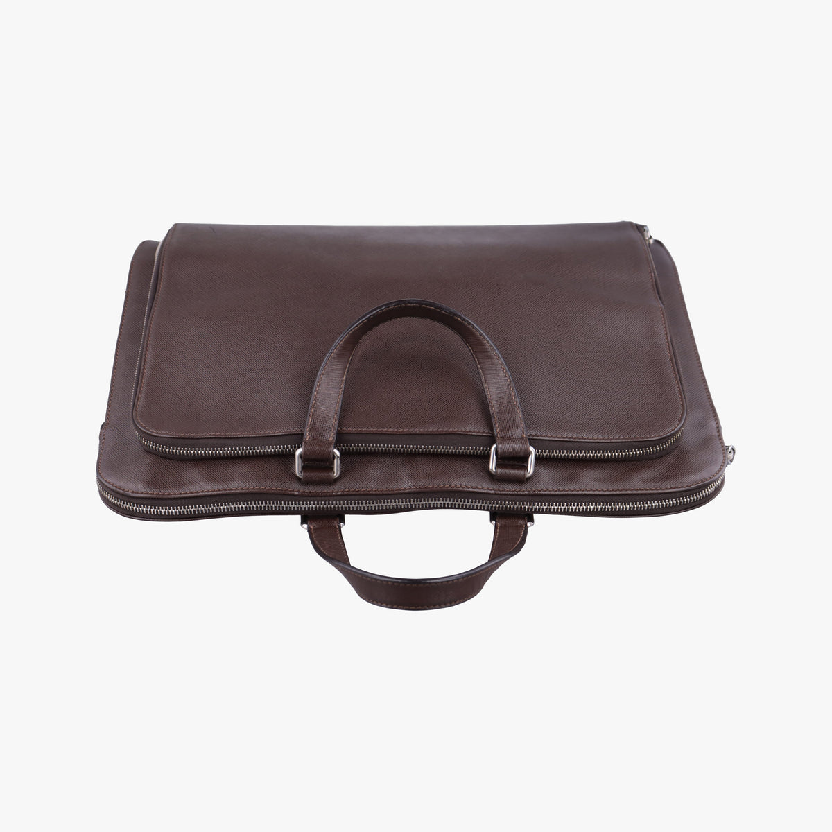 Triangle Logo Plate Brown Saffiano Leather VR0023 49三角 ロゴ プレート ブラウン サフィアーノレザー VR0023 49