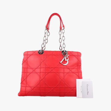 Lady Dior Cannage Soft Red Lambskin 17-BO-0194レディディオール カナージュ ソフト レッド ラムスキン 17-BO-0194