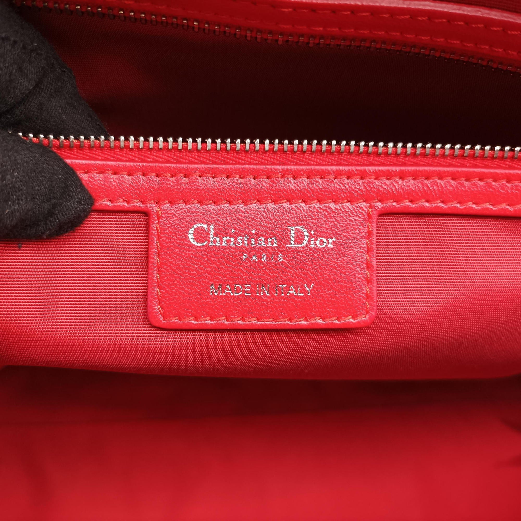 Lady Dior Cannage Soft Red Lambskin 17-BO-0194レディディオール カナージュ ソフト レッド ラムスキン 17-BO-0194