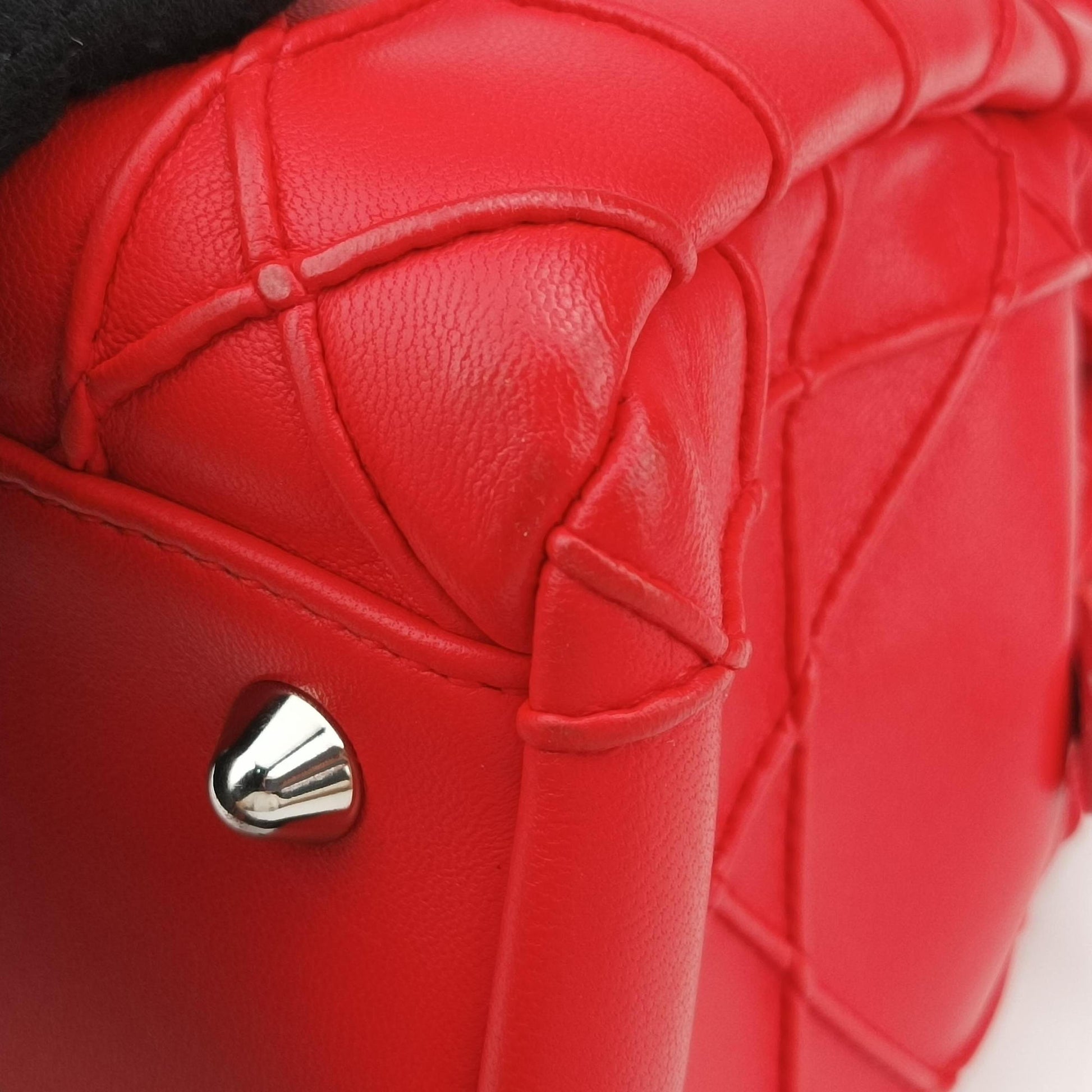 Lady Dior Cannage Soft Red Lambskin 17-BO-0194レディディオール カナージュ ソフト レッド ラムスキン 17-BO-0194