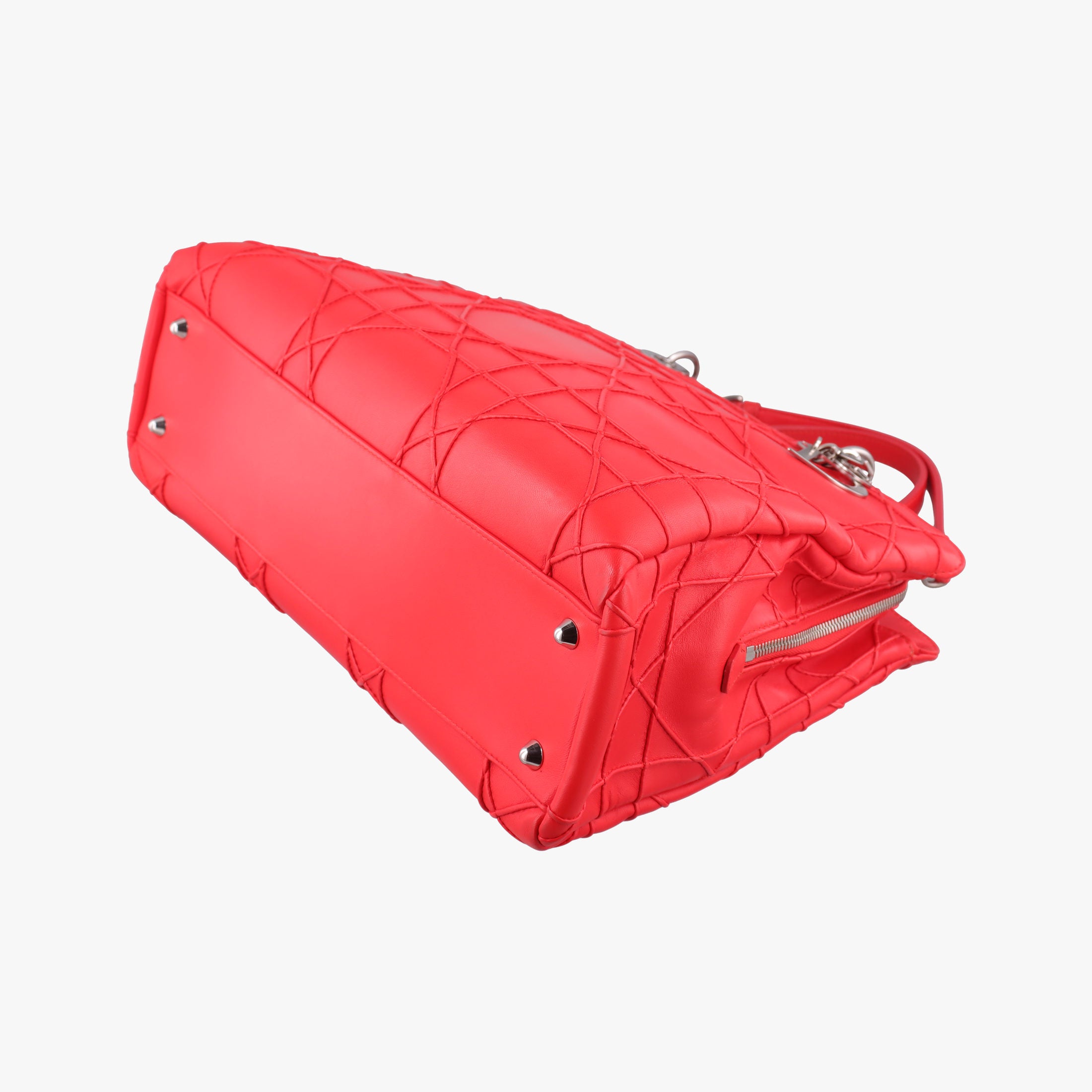 Lady Dior Cannage Soft Red Lambskin 17-BO-0194レディディオール カナージュ ソフト レッド ラムスキン 17-BO-0194