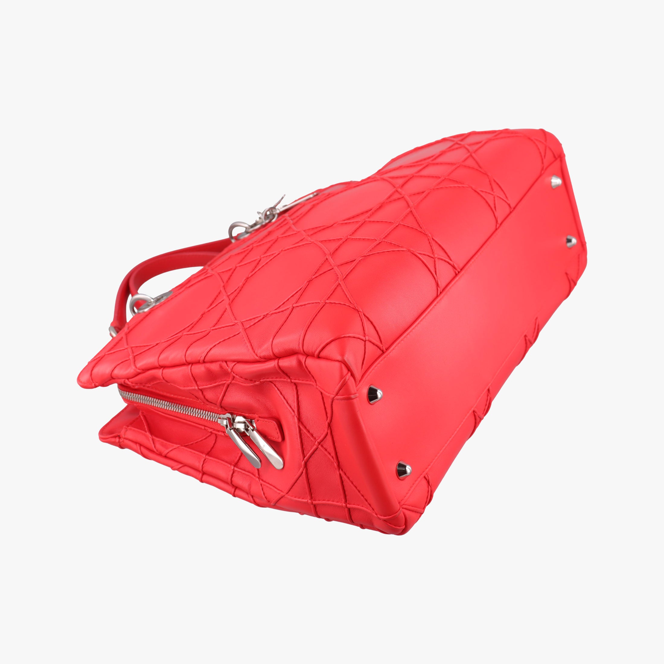 Lady Dior Cannage Soft Red Lambskin 17-BO-0194レディディオール カナージュ ソフト レッド ラムスキン 17-BO-0194