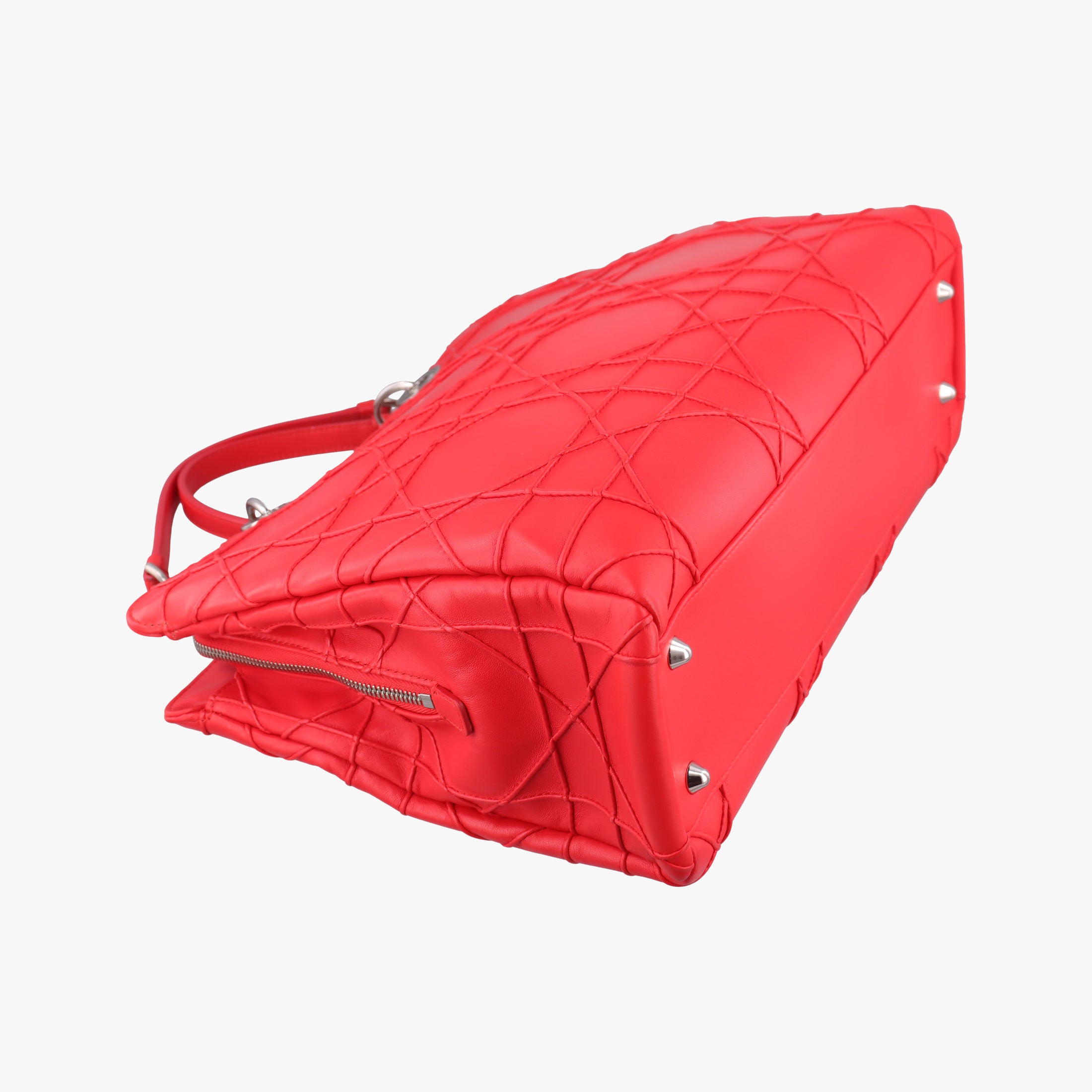 Lady Dior Cannage Soft Red Lambskin 17-BO-0194レディディオール カナージュ ソフト レッド ラムスキン 17-BO-0194