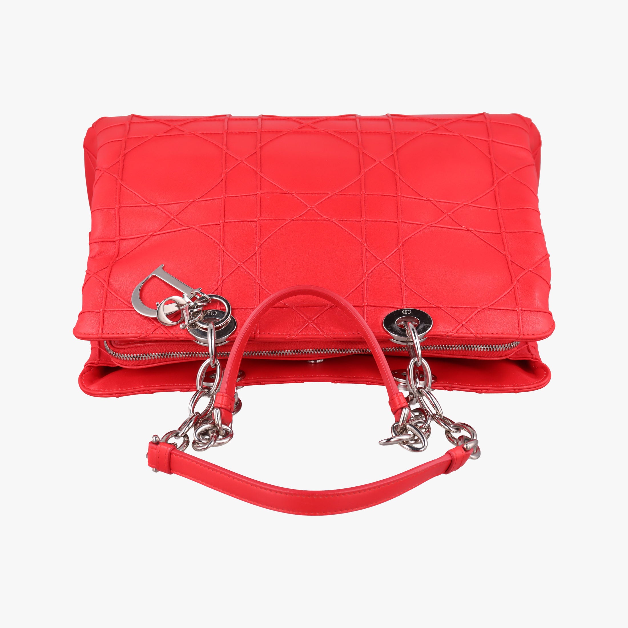 Lady Dior Cannage Soft Red Lambskin 17-BO-0194レディディオール カナージュ ソフト レッド ラムスキン 17-BO-0194
