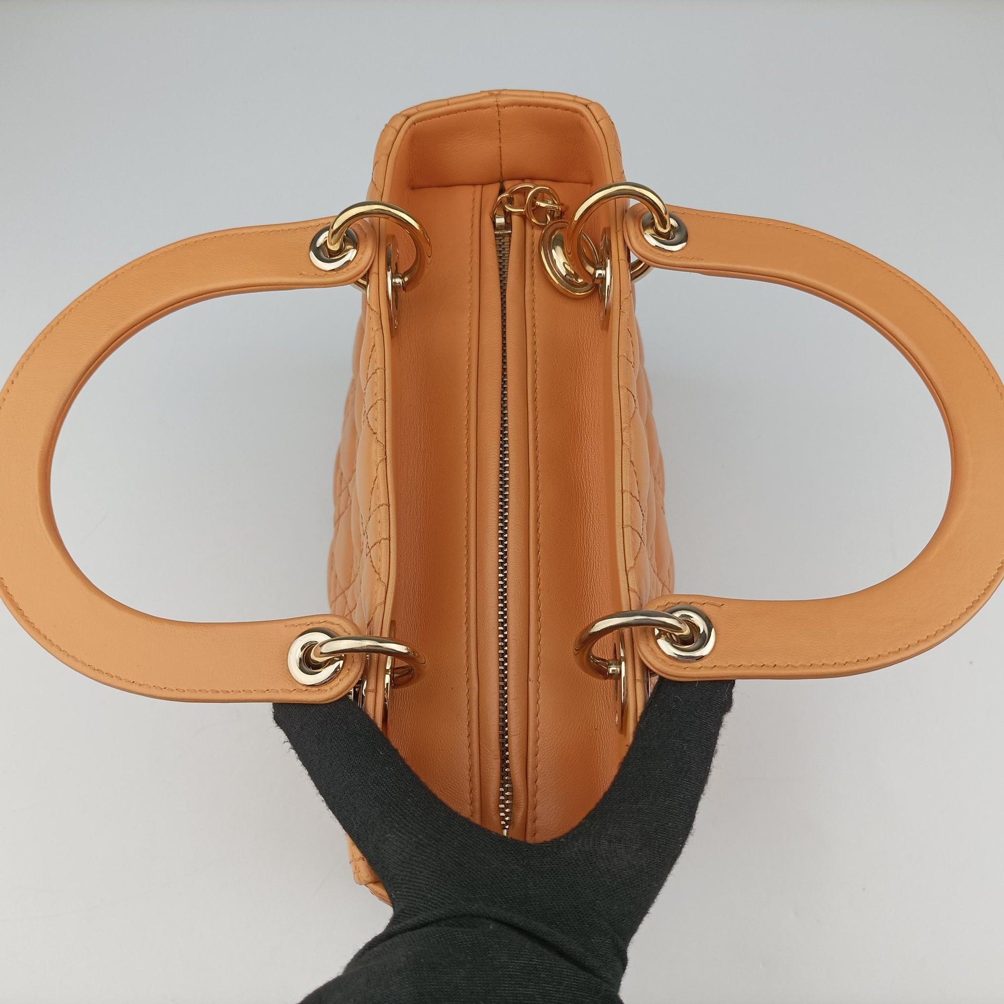 Lady Dior Orange lambskin 16-BO-1102レディディオール オレンジ ラムスキン 16-BO-1102