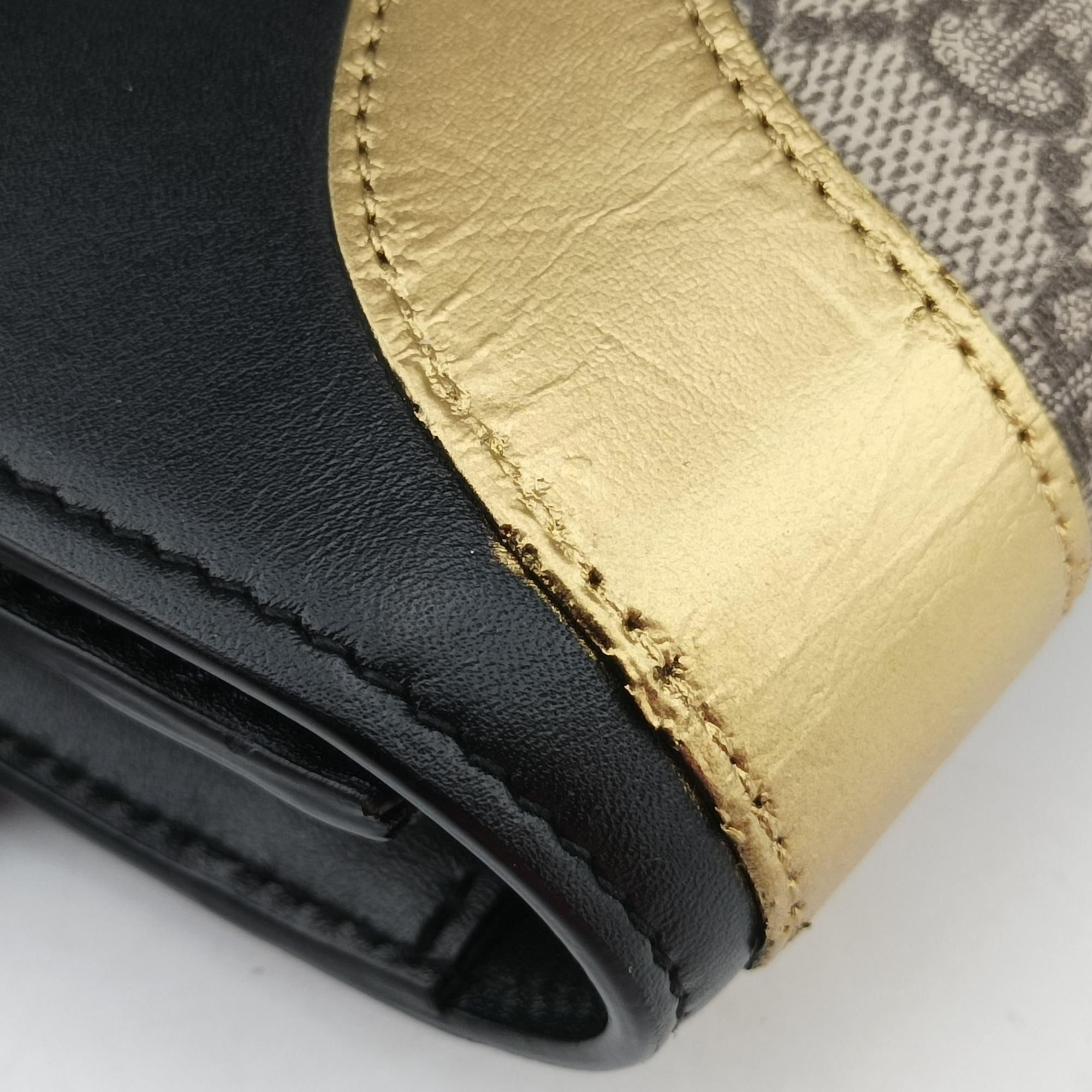 Osiride beige×Black×Golden PVC coated canvas×leather 500781 D023180432オジリデ ベージュ×ブラック×ゴールド PVCコーティングキャンバス×レザー 500781 D023180432