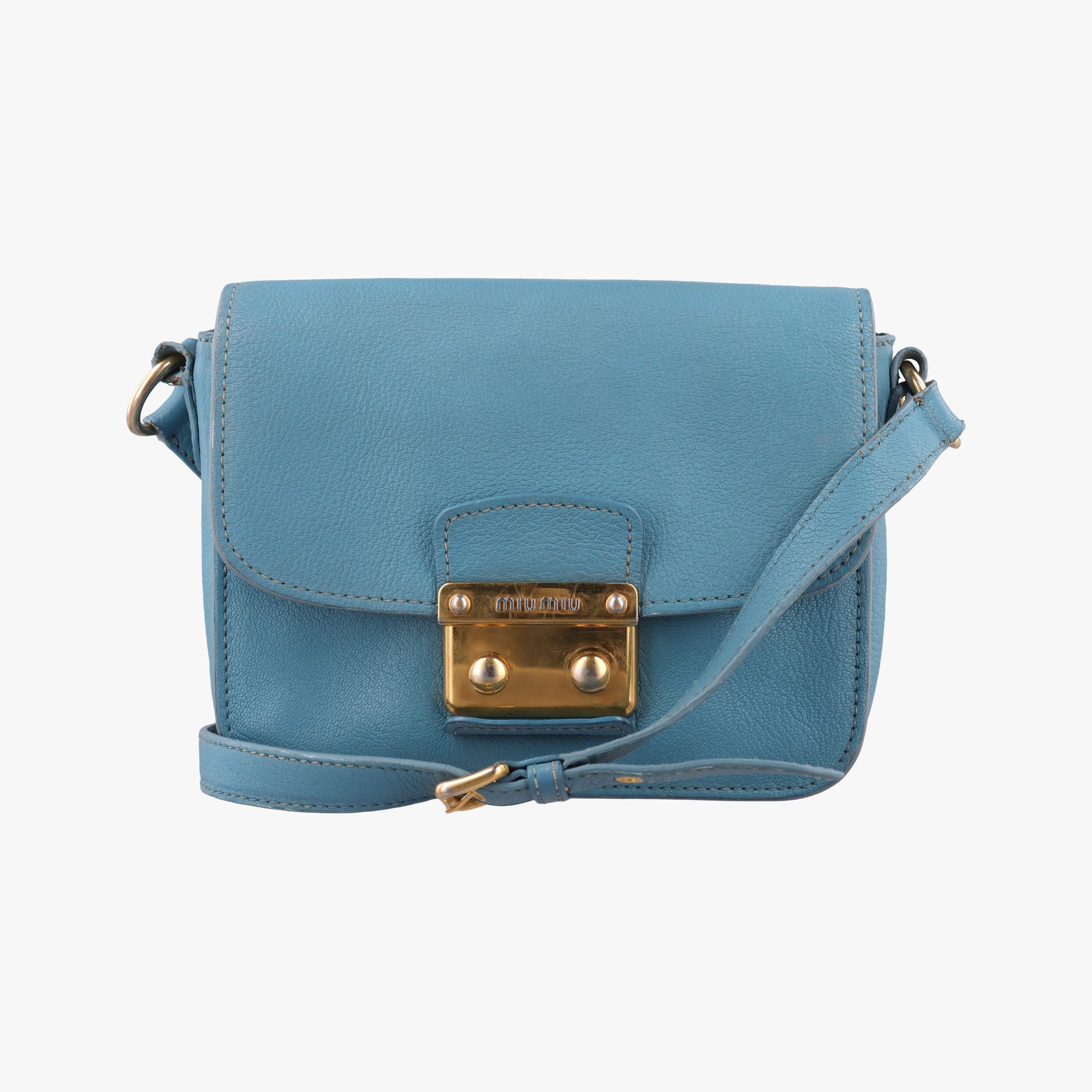 Push-Lock Flap Blue Leather 197プッシュロック フラップ ブルー レザー 197