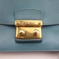 Push-Lock Flap Blue Leather 197プッシュロック フラップ ブルー レザー 197