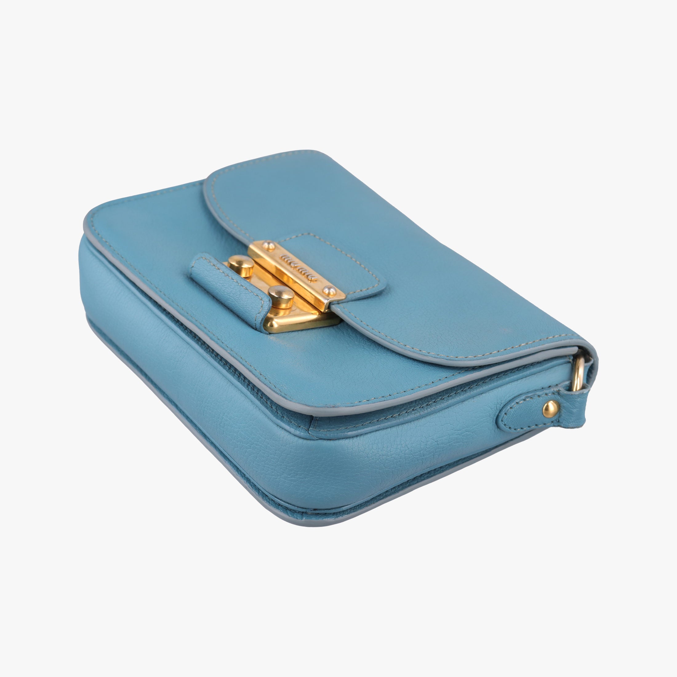 Push-Lock Flap Blue Leather 197プッシュロック フラップ ブルー レザー 197