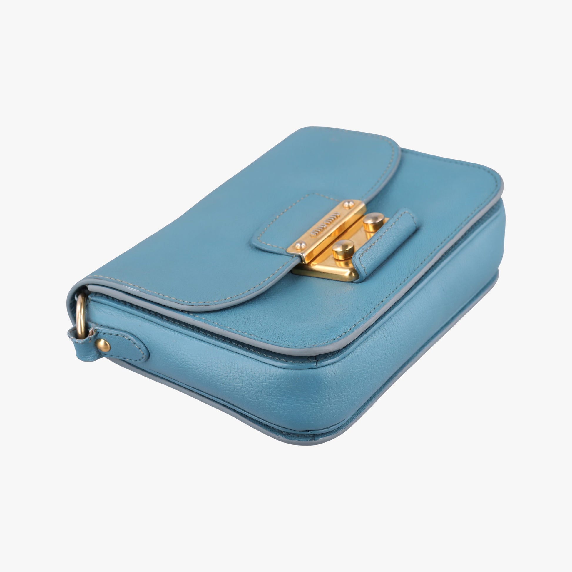 Push-Lock Flap Blue Leather 197プッシュロック フラップ ブルー レザー 197