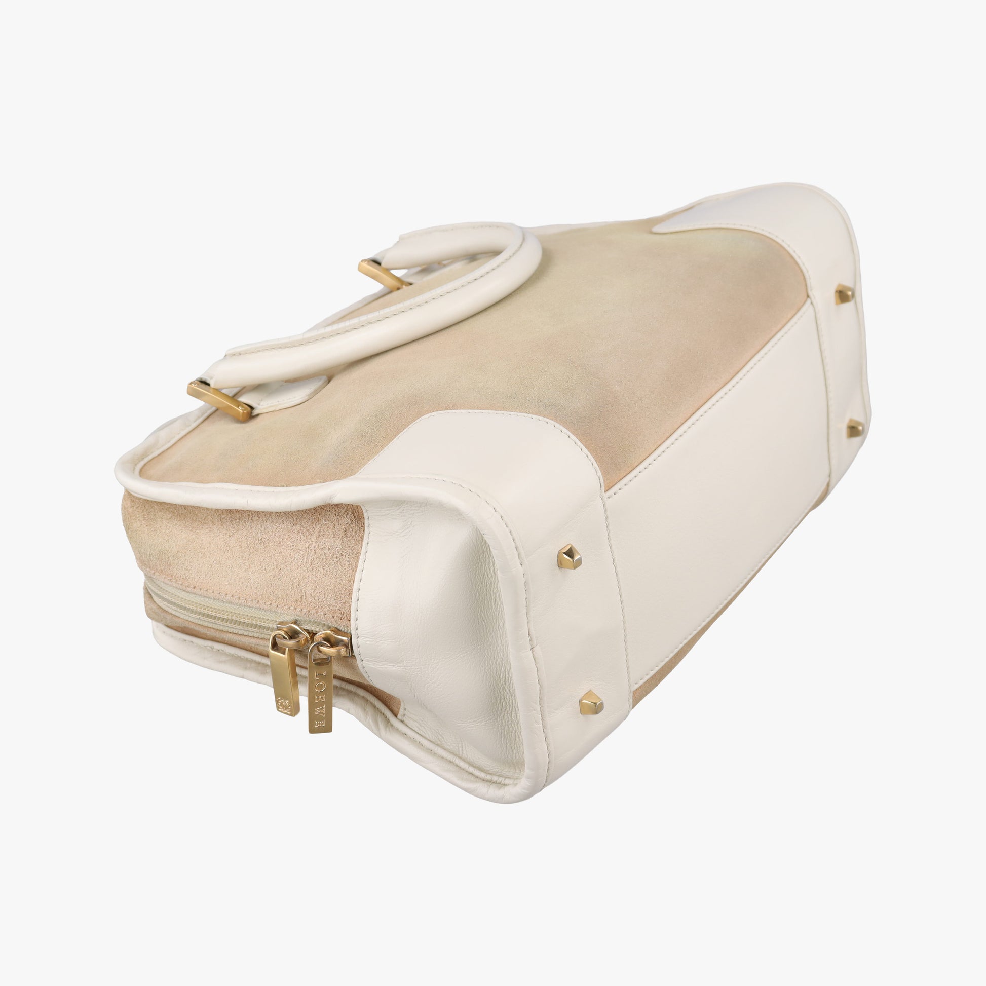 Amazona White×Beige Suede×leather アマソナ ホワイト×ベージュ スエード×レザー 