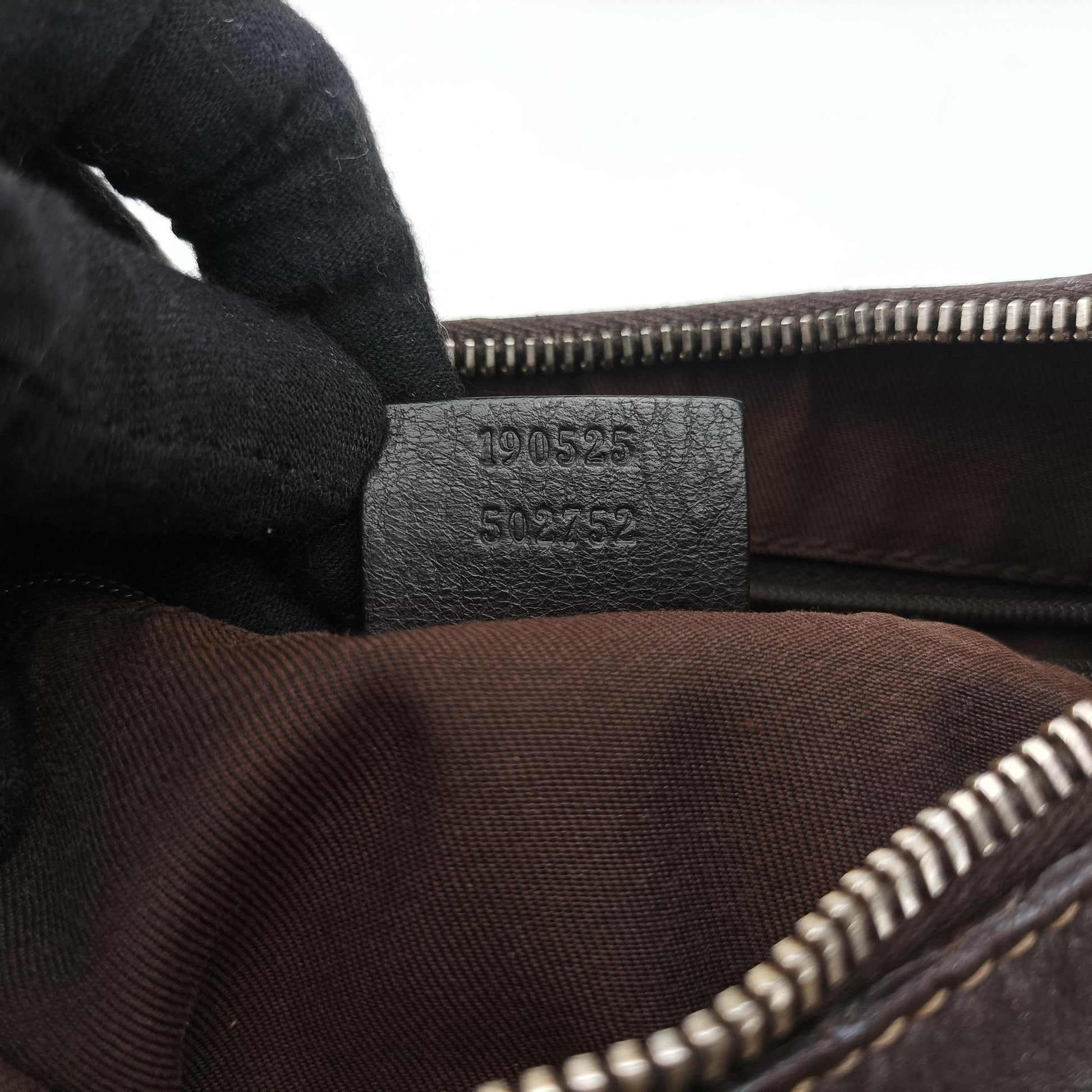 Abbey D-ring Hobo Brown Leather×canvas 190525 C7174710アビー Dリング ホーボー ブラウン レザー×キャンバス 190525 C7174710