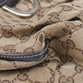 Abbey D-ring Hobo Brown Leather×canvas 190525 C7174710アビー Dリング ホーボー ブラウン レザー×キャンバス 190525 C7174710