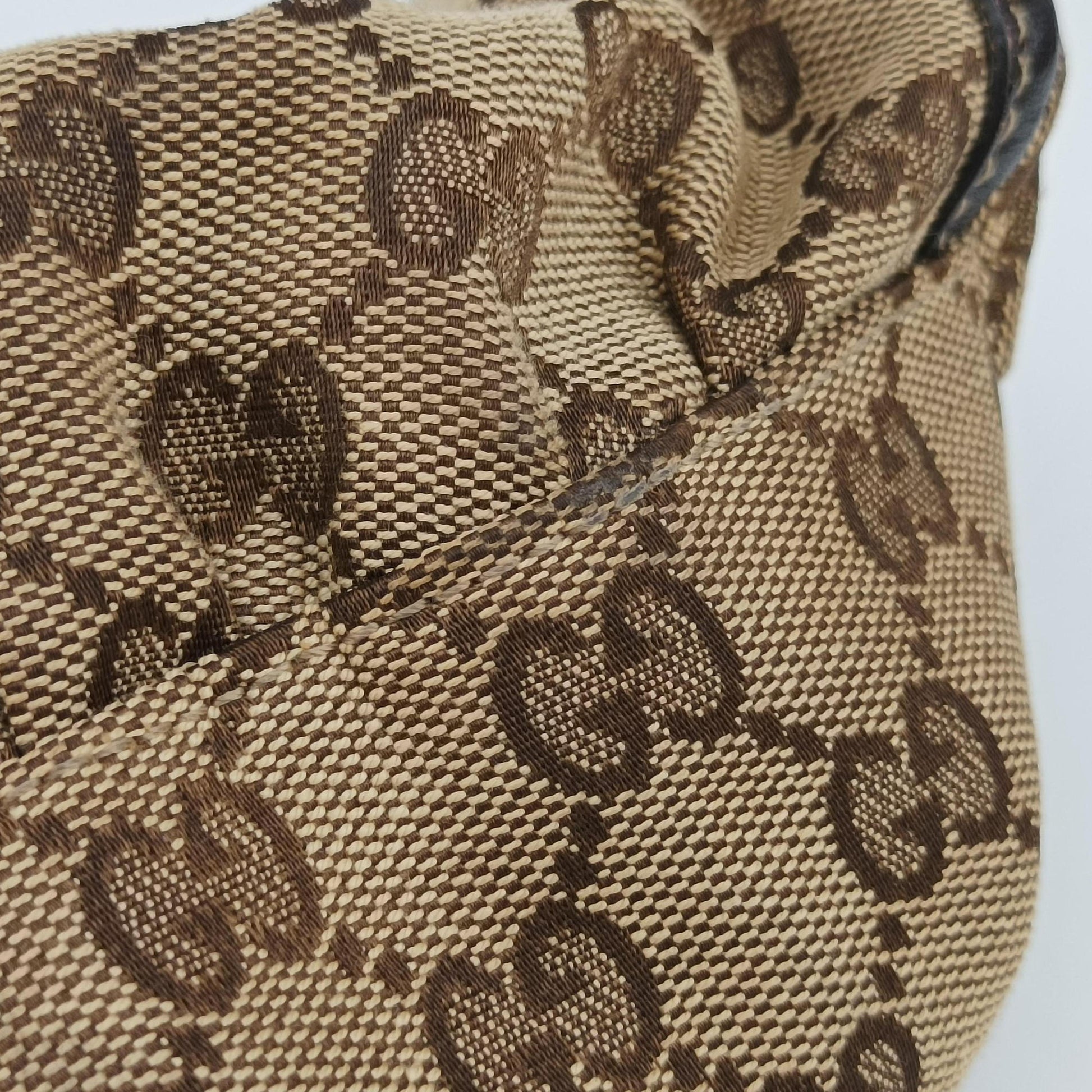 Abbey D-ring Hobo Brown Leather×canvas 190525 C7174710アビー Dリング ホーボー ブラウン レザー×キャンバス 190525 C7174710