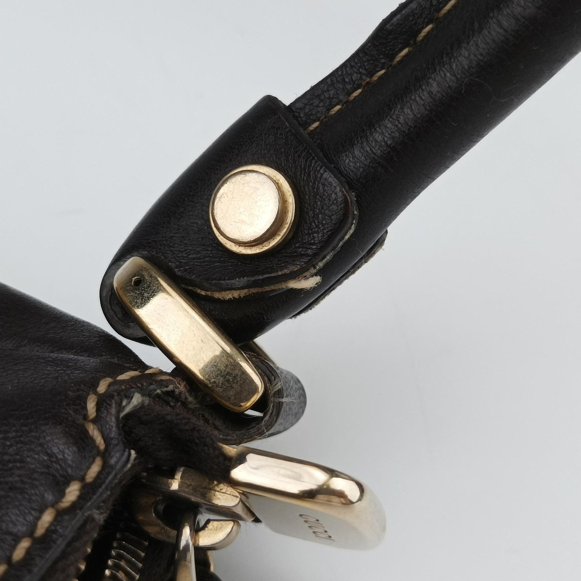 Abbey D-ring Hobo Brown Leather×canvas 190525 C7174710アビー Dリング ホーボー ブラウン レザー×キャンバス 190525 C7174710