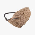 Abbey D-ring Hobo Brown Leather×canvas 190525 C7174710アビー Dリング ホーボー ブラウン レザー×キャンバス 190525 C7174710