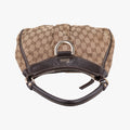 Abbey D-ring Hobo Brown Leather×canvas 190525 C7174710アビー Dリング ホーボー ブラウン レザー×キャンバス 190525 C7174710