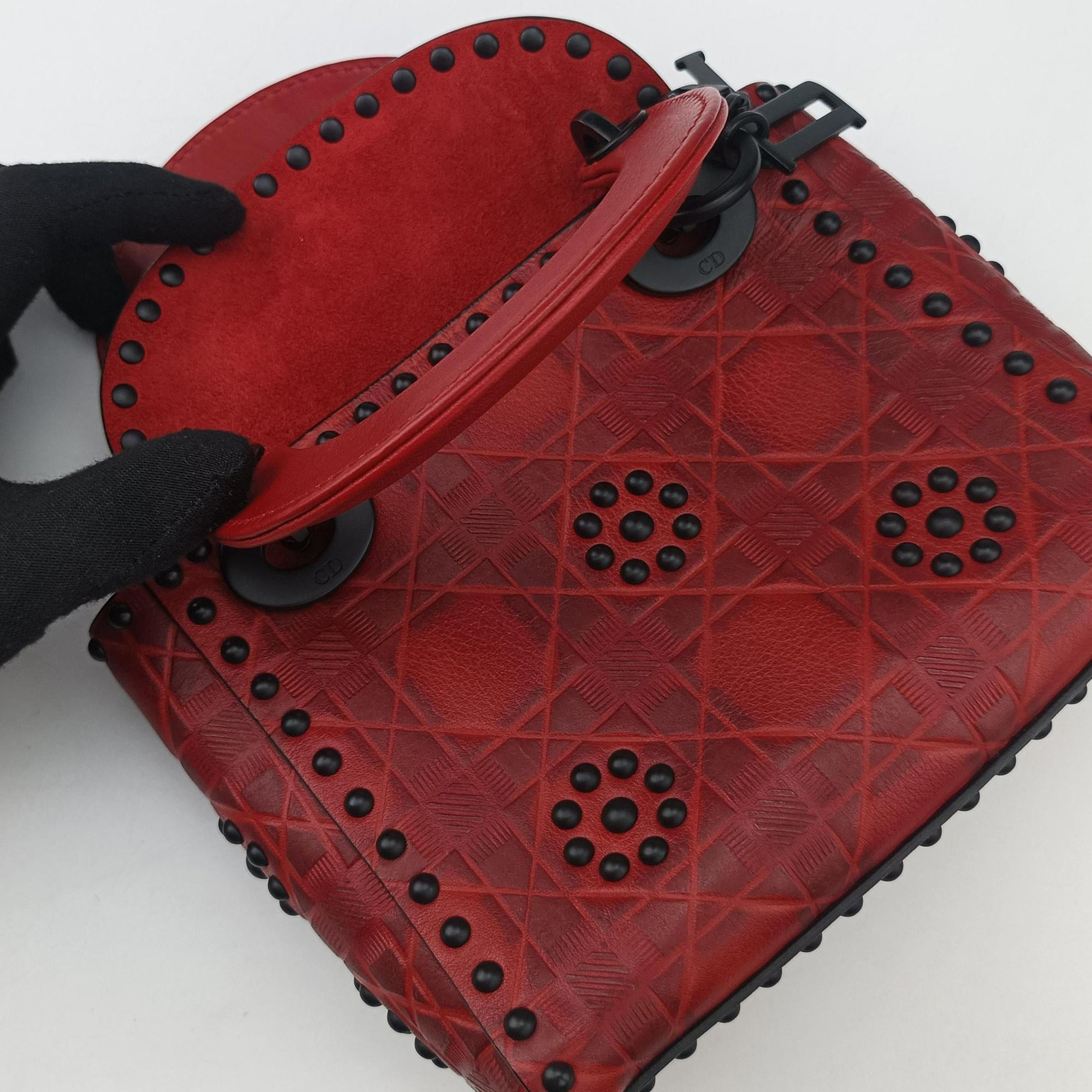 Lady Dior Red Leather 35-MA-0148レディ ディオール ミニ レッド レザー 35-MA-0148