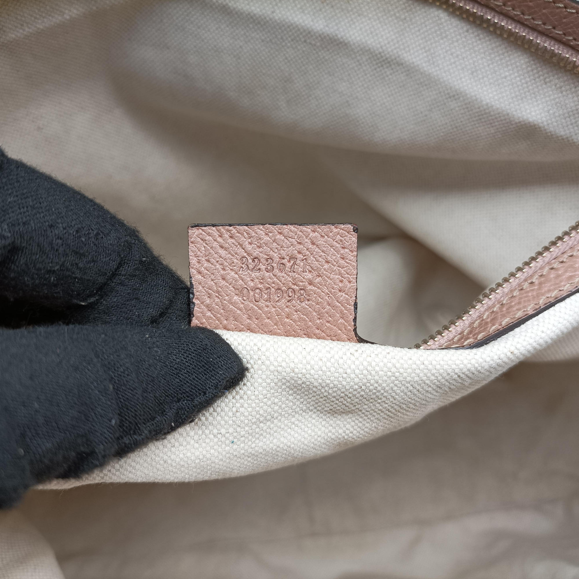 Bree Beige×pink Canvas×Leather 323671 E015188356ブリー ベージュ×ピンク キャンバス×レザー 323671 E015188356