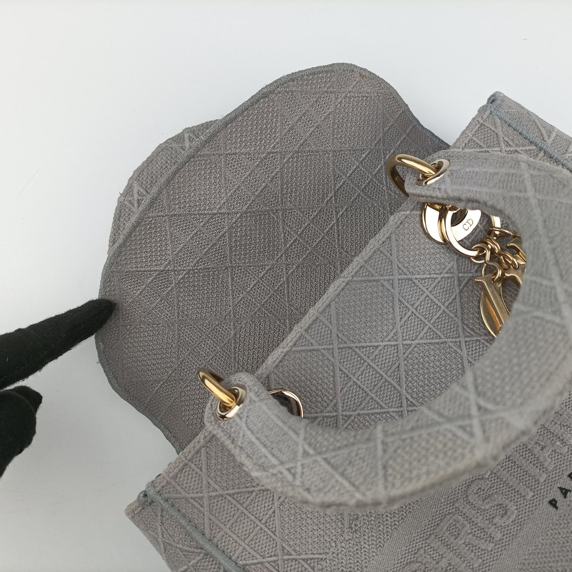 Lady Dior D-lite Grey Jacquard 50-MA-0220 IC Chipレディディオール D-lite グレー ジャガード 50-MA-0220 ICチップ