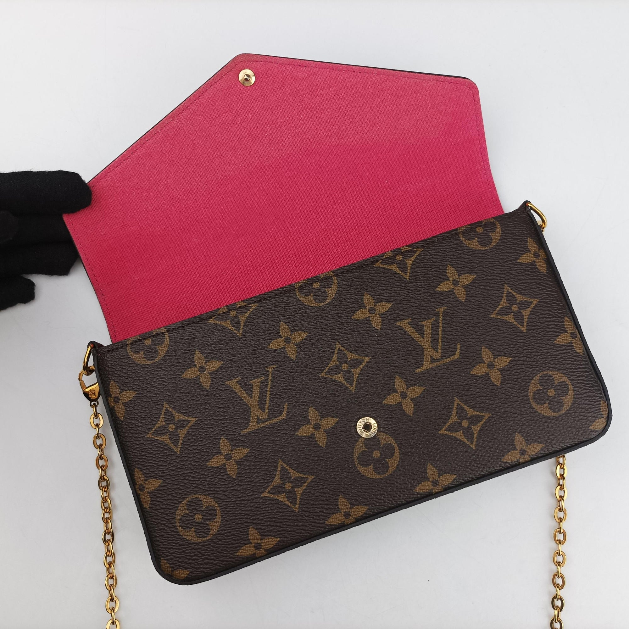 Love Lock Pochette Felicie Brown Monogram × Fuchsia Monogram PVC Coated Canvas M63999 MI5118ラブロック ポシェット フェリシー ブラウン×フューシャ モノグラムPVCコーティングキャンバス M63999 MI5118