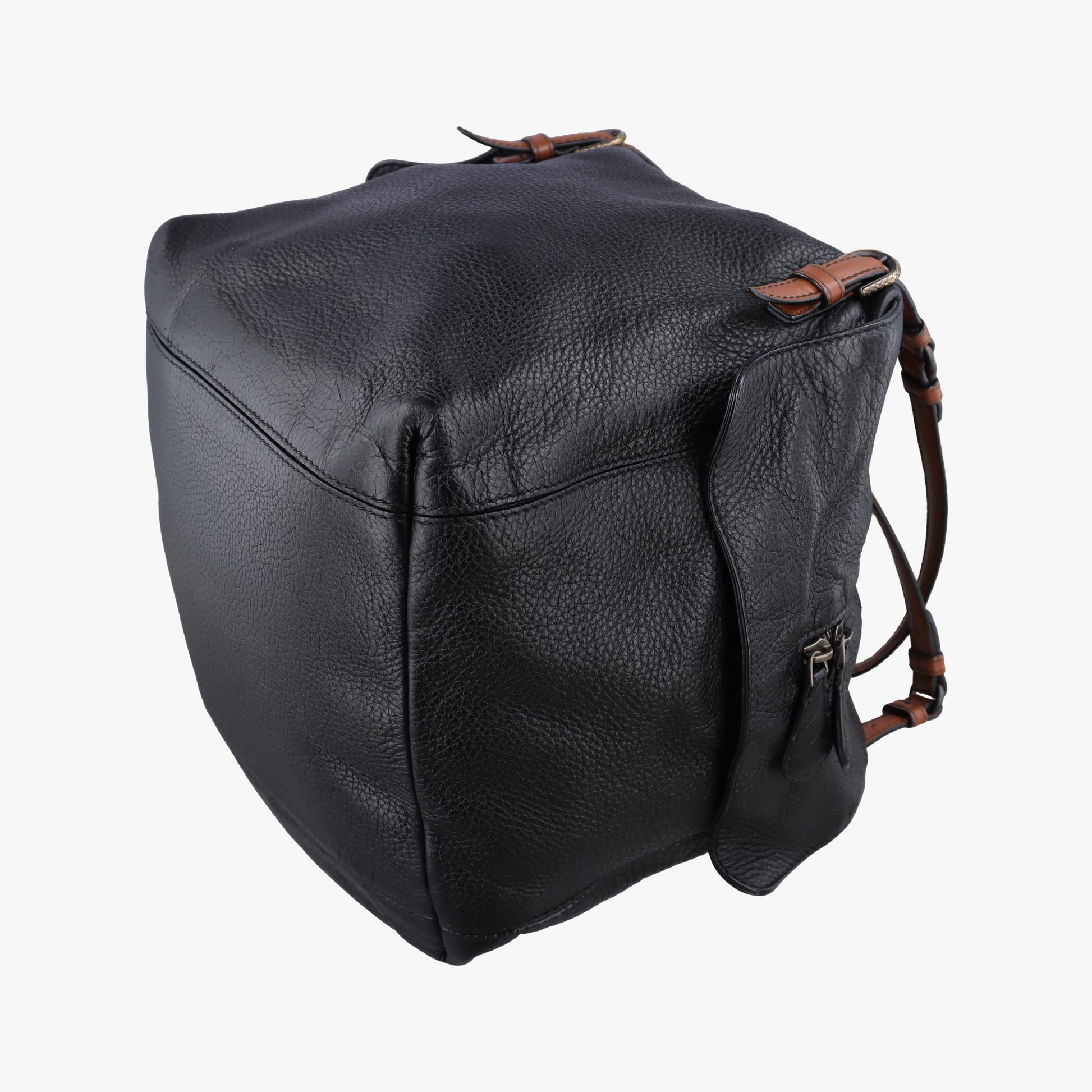 Cube soft bag Black x Brown Leather B06796709Jキューブソフトバッグ ブラック x ブラウン レザー B06796709J