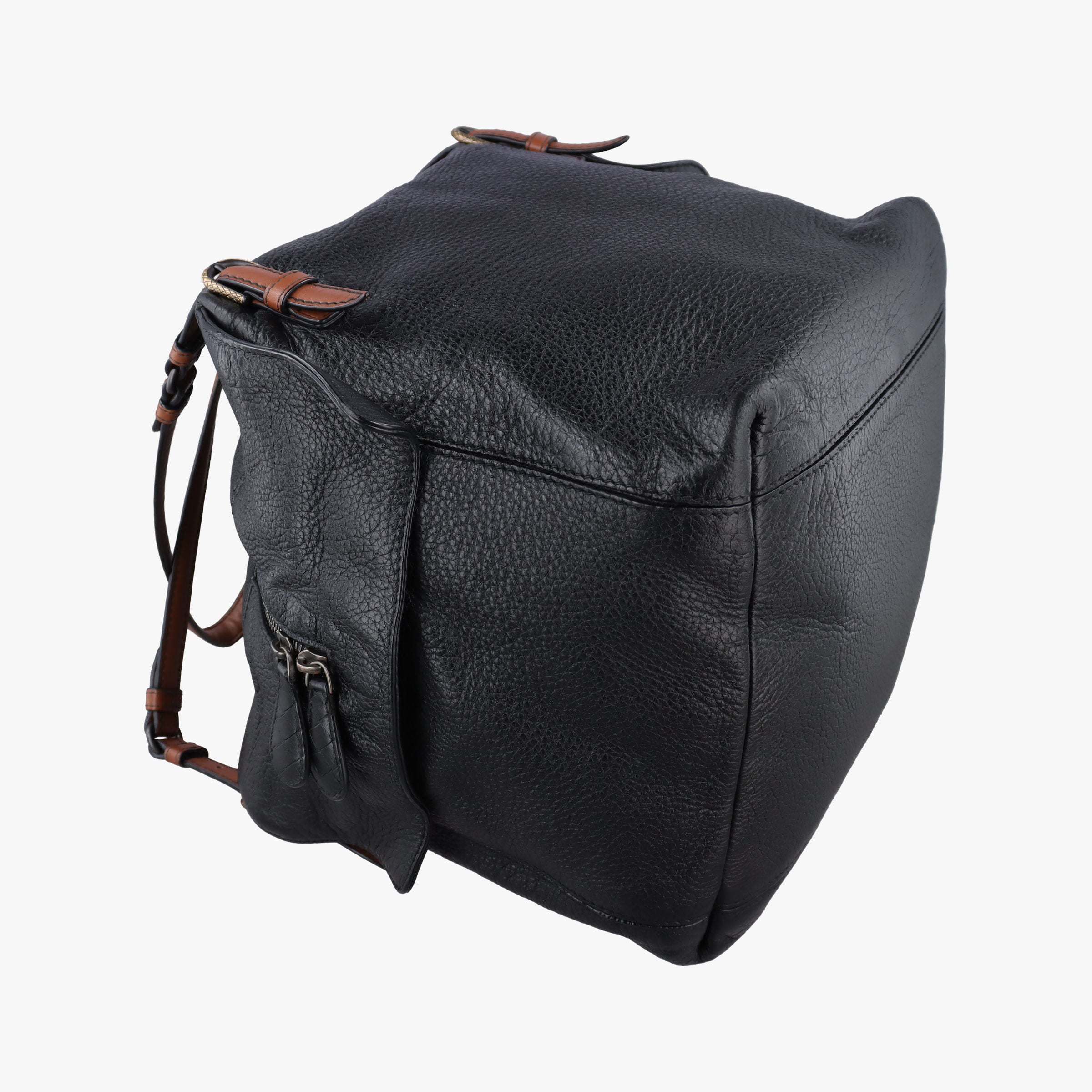 Cube soft bag Black x Brown Leather B06796709Jキューブソフトバッグ ブラック x ブラウン レザー B06796709J