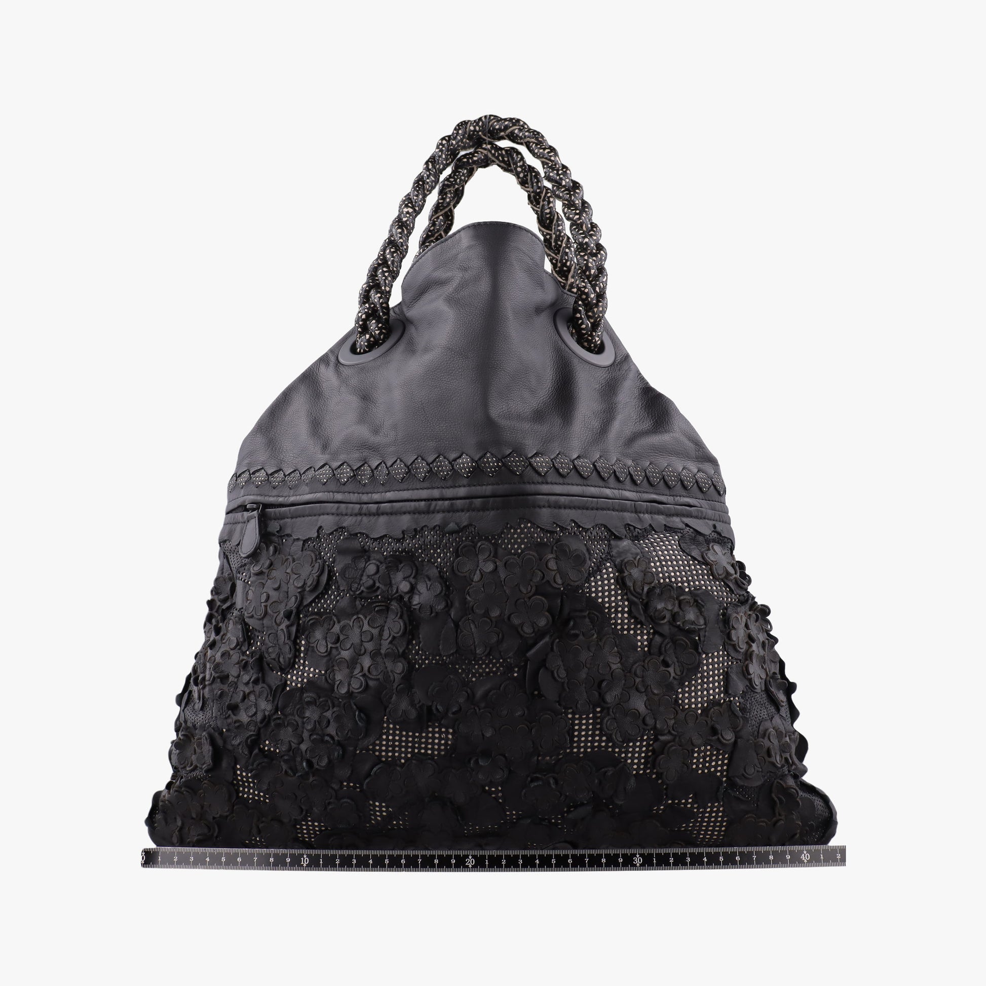 Laser-cut Floral Applique Limited Edition Black Leather 278224 VT610 9613 EPEV 2011 3806 A限定 フラワー パッチワーク ブラック レザー 278224 VT610 9613 EPEV 2011 3806 A