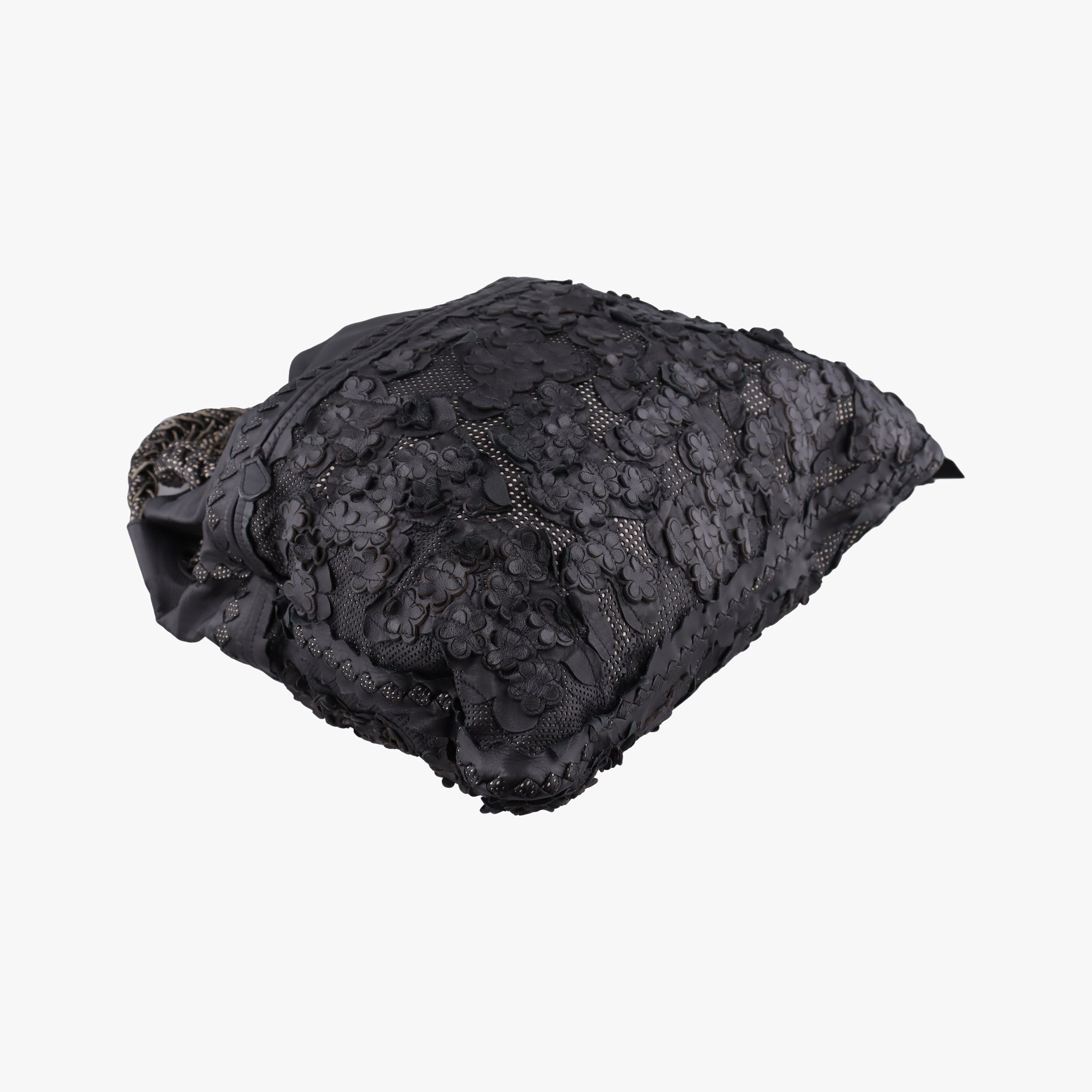 Laser-cut Floral Applique Limited Edition Black Leather 278224 VT610 9613 EPEV 2011 3806 A限定 フラワー パッチワーク ブラック レザー 278224 VT610 9613 EPEV 2011 3806 A