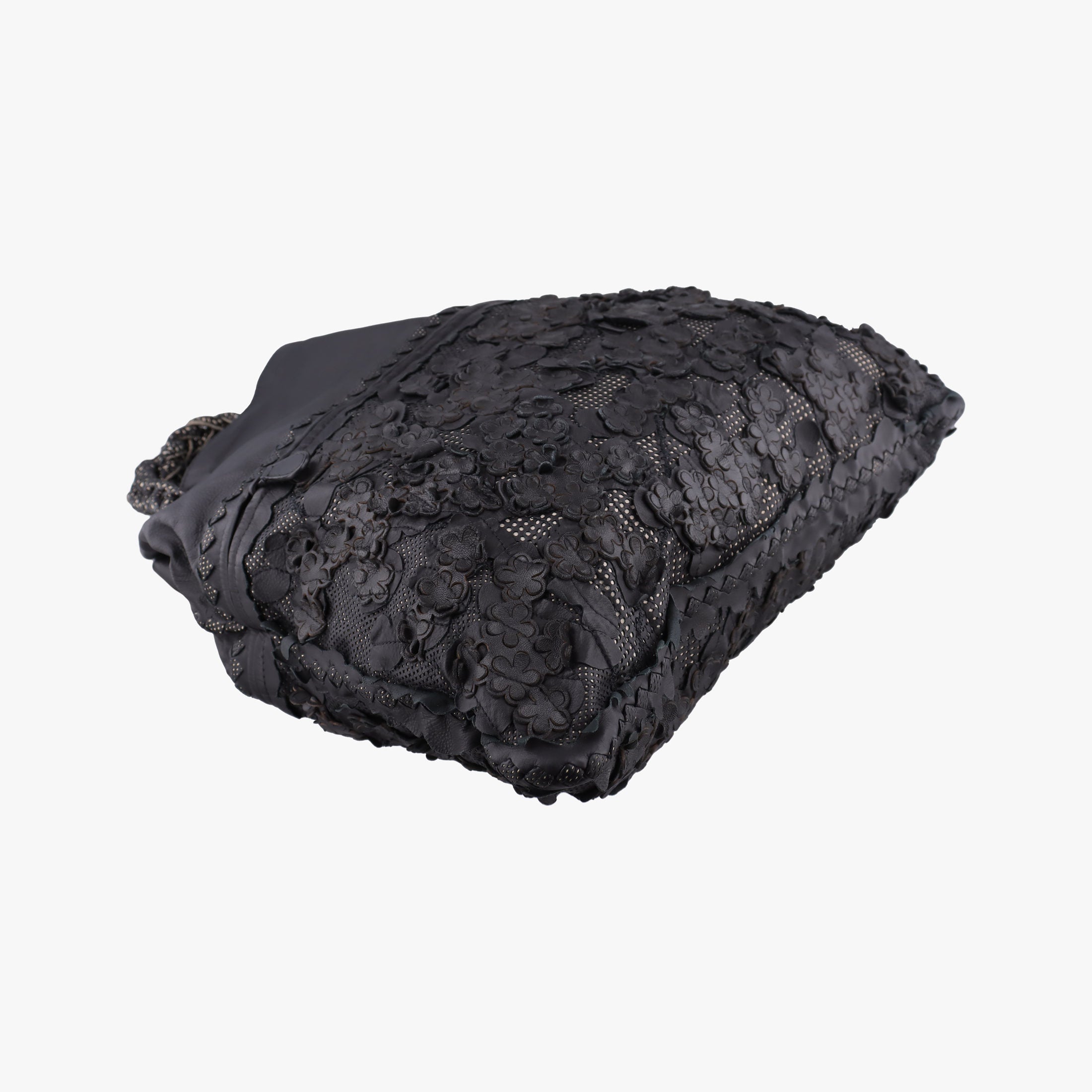 Laser-cut Floral Applique Limited Edition Black Leather 278224 VT610 9613 EPEV 2011 3806 A限定 フラワー パッチワーク ブラック レザー 278224 VT610 9613 EPEV 2011 3806 A