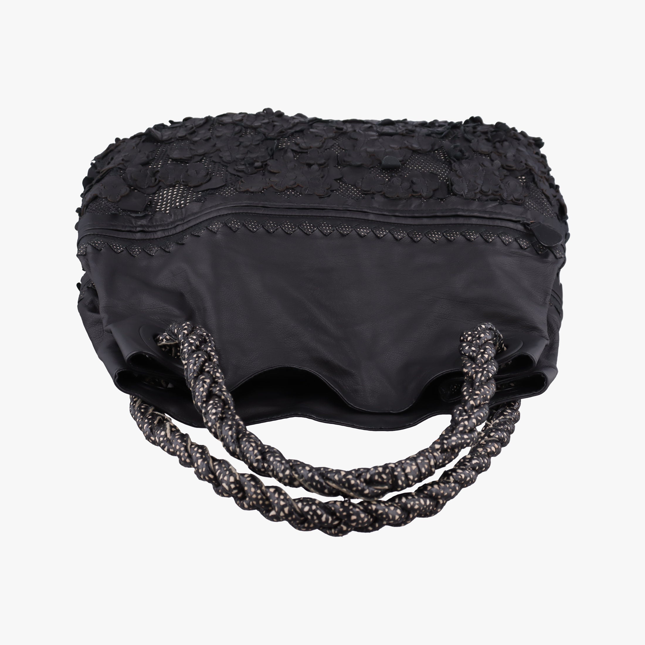 Laser-cut Floral Applique Limited Edition Black Leather 278224 VT610 9613 EPEV 2011 3806 A限定 フラワー パッチワーク ブラック レザー 278224 VT610 9613 EPEV 2011 3806 A