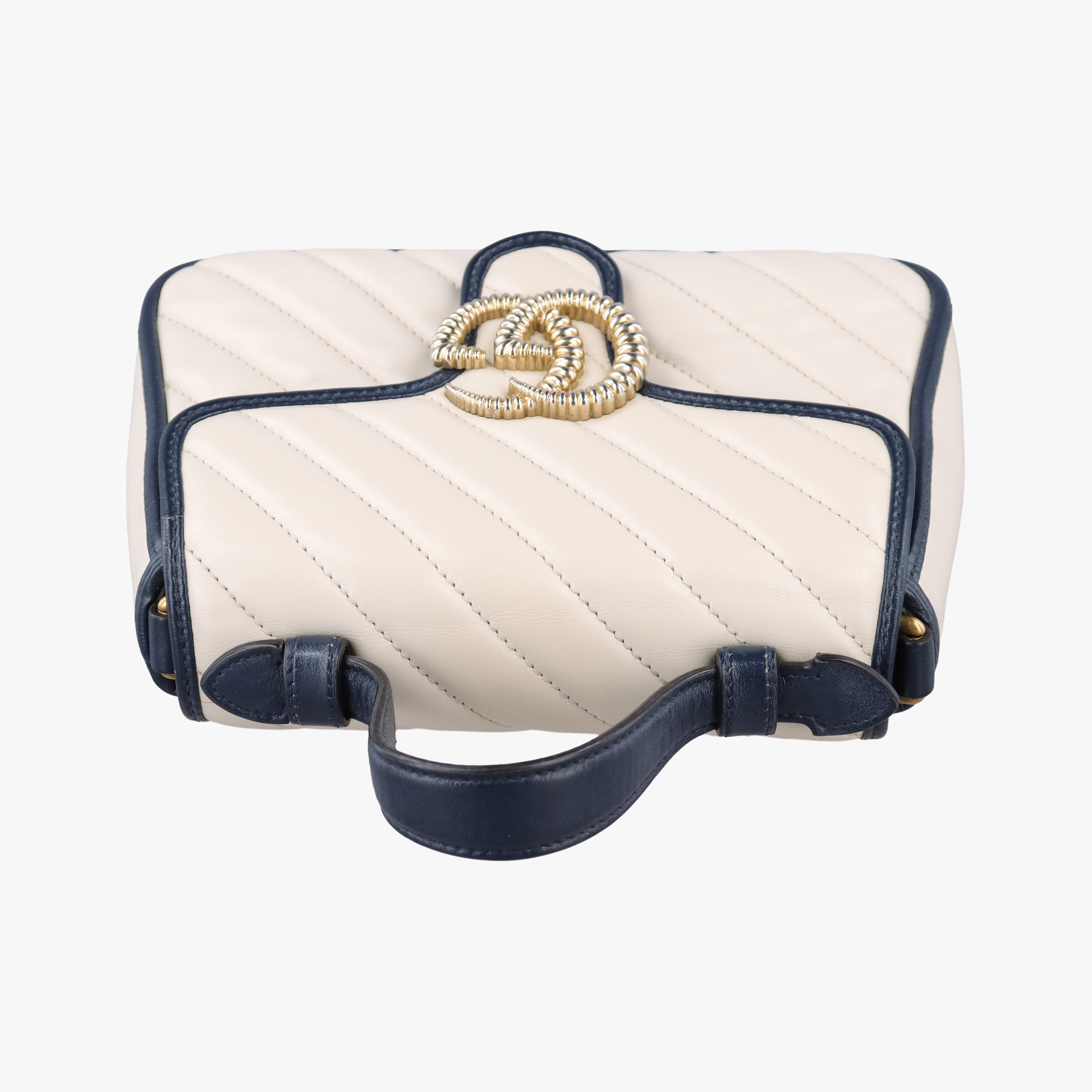 GG Marmont White×navy Leather 583571 E033139517GGマーモント ホワイト×ネイビー レザー 583571 E033139517