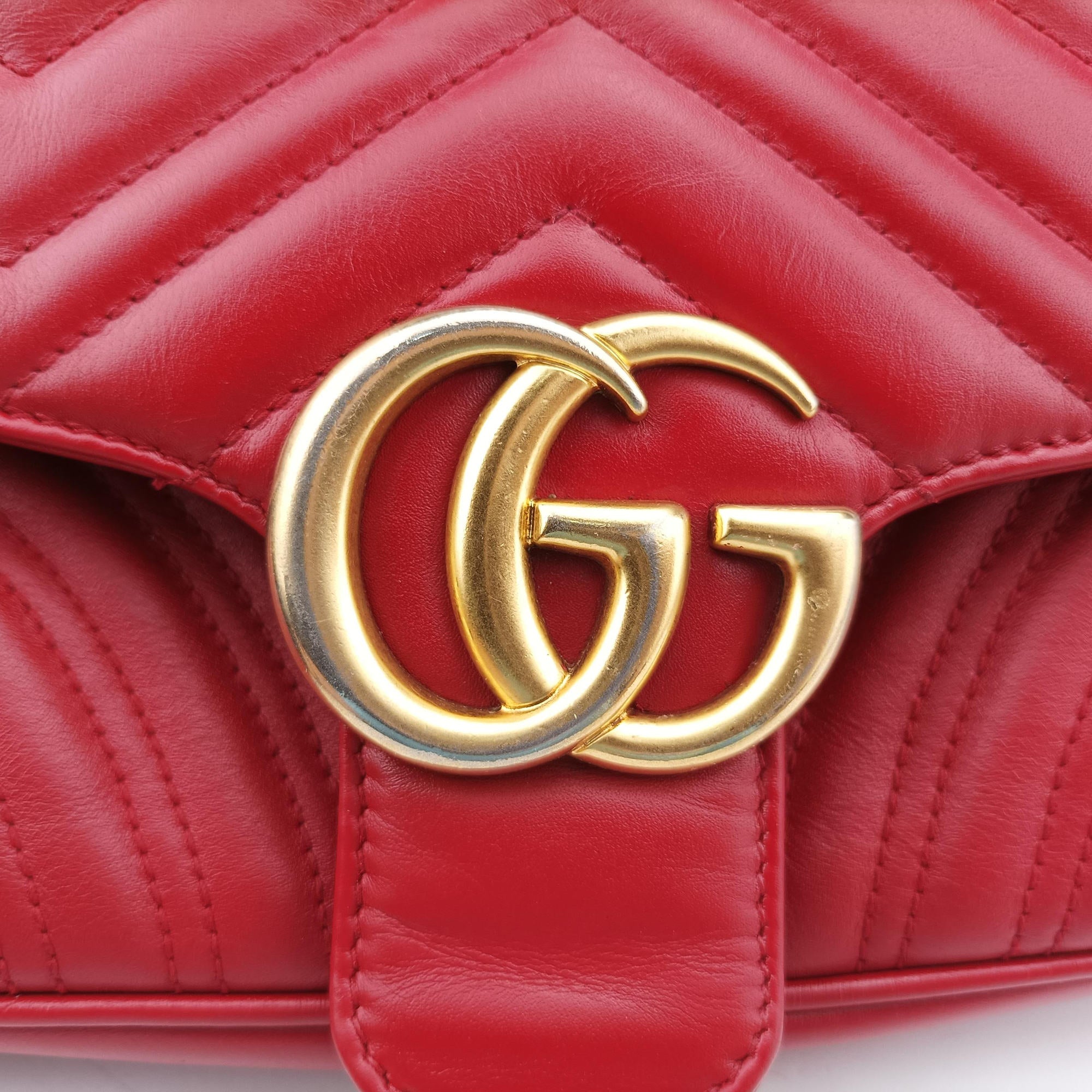 GG Marmont Red Leather 443497 E022040071GGマーモント レッド レザー 443497 E022040071