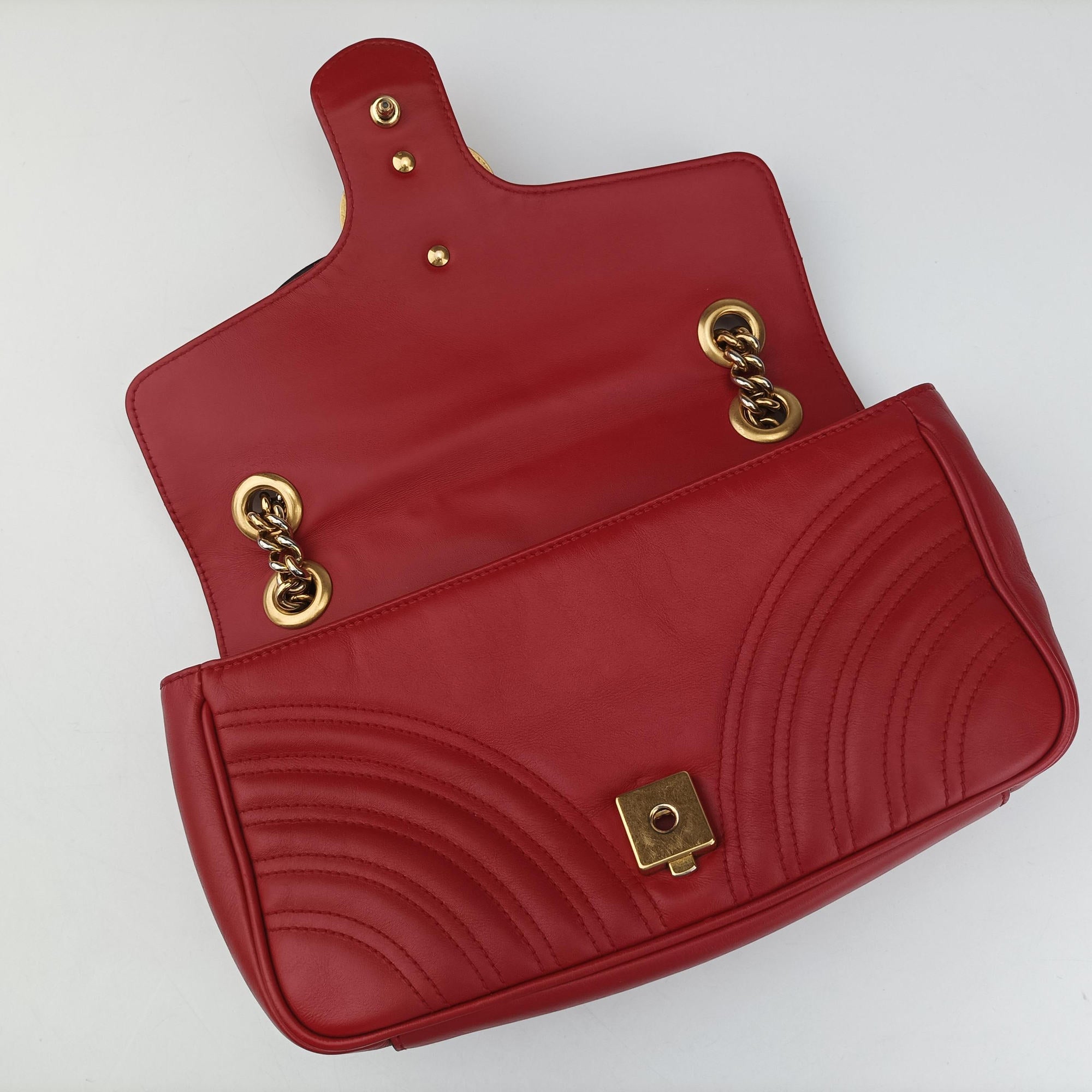 GG Marmont Red Leather 443497 E022040071GGマーモント レッド レザー 443497 E022040071