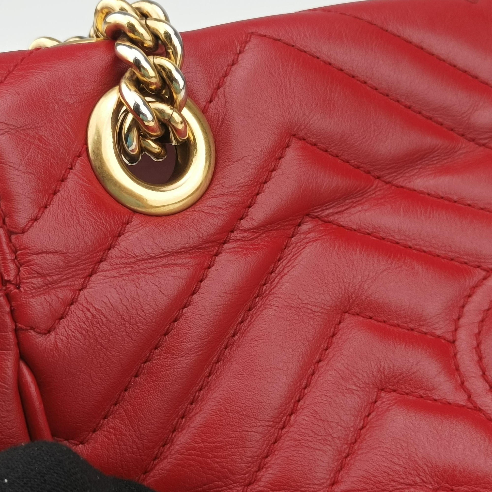 GG Marmont Red Leather 443497 E022040071GGマーモント レッド レザー 443497 E022040071