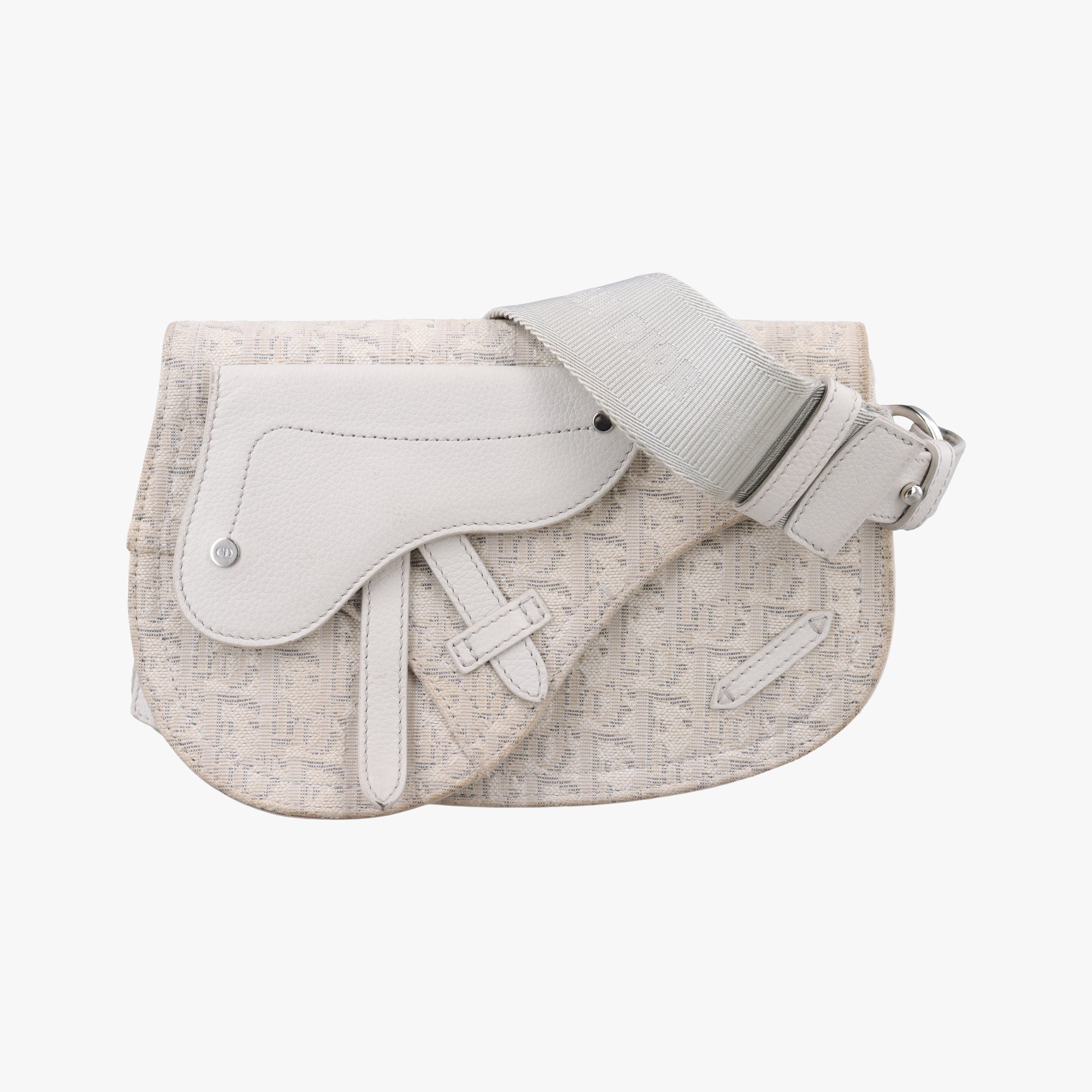 Saddle White Jacquard × Leather 16-BO-0242サドルバッグ ホワイト ジャガード×レザー 16-BO-0242