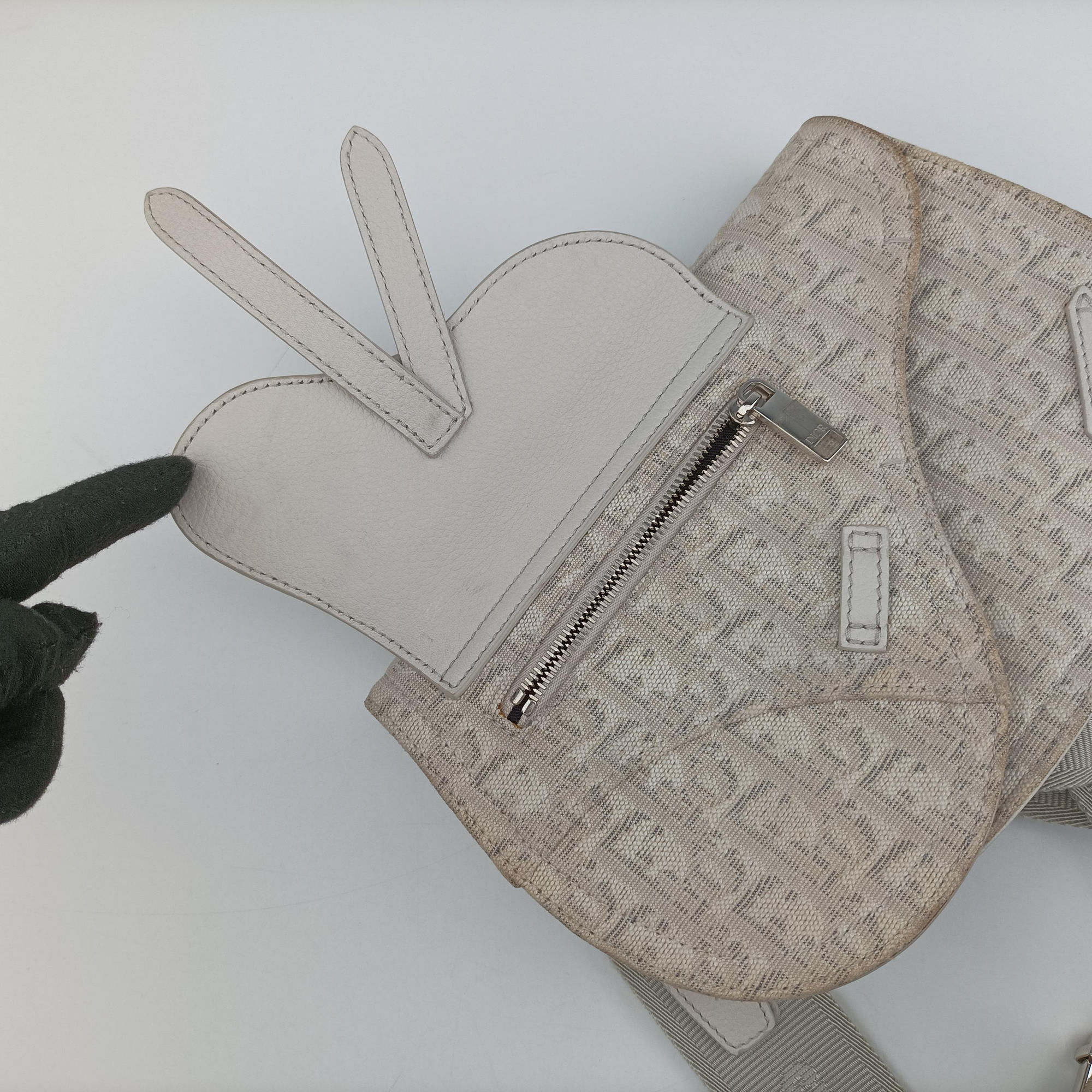 Saddle White Jacquard × Leather 16-BO-0242サドルバッグ ホワイト ジャガード×レザー 16-BO-0242