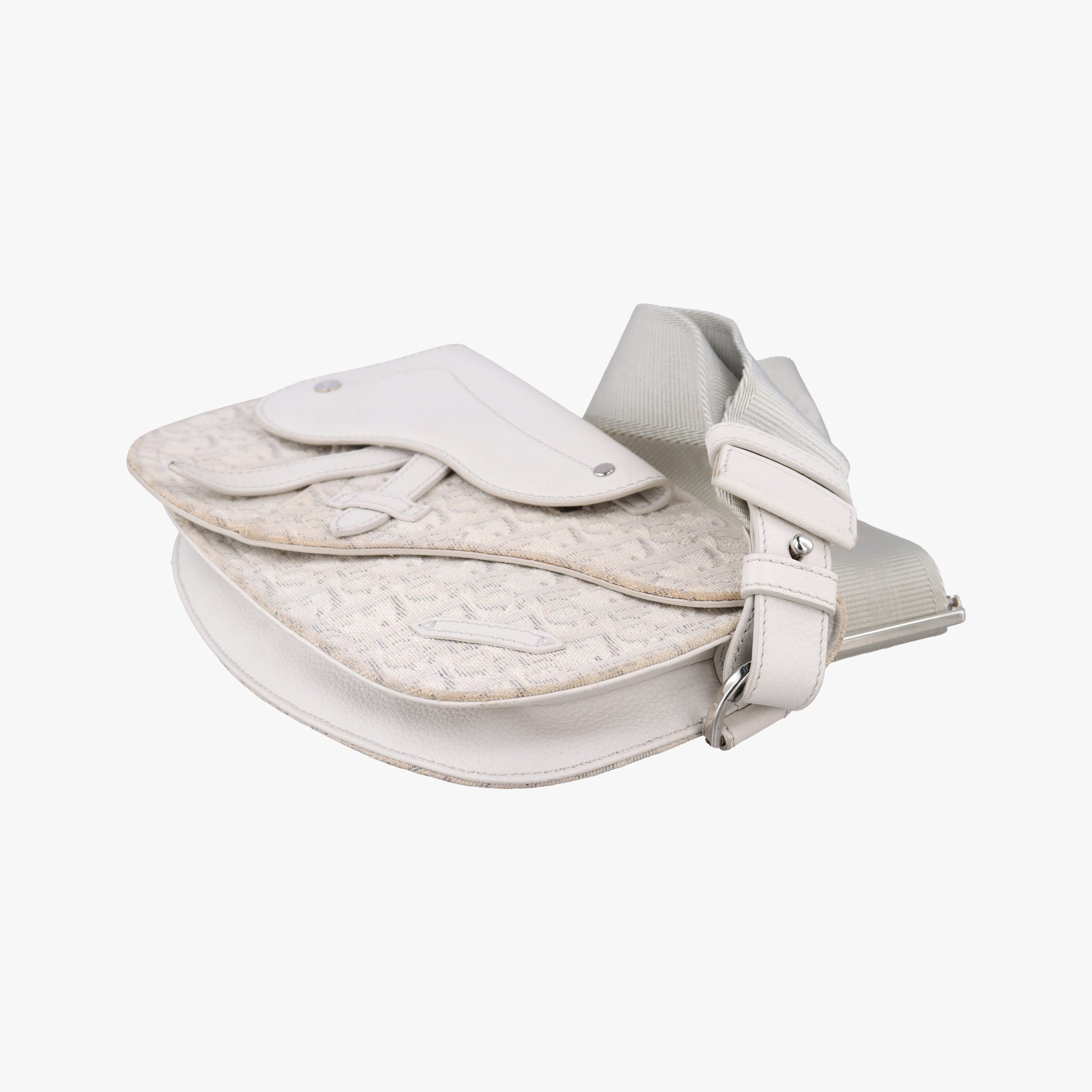 Saddle White Jacquard × Leather 16-BO-0242サドルバッグ ホワイト ジャガード×レザー 16-BO-0242