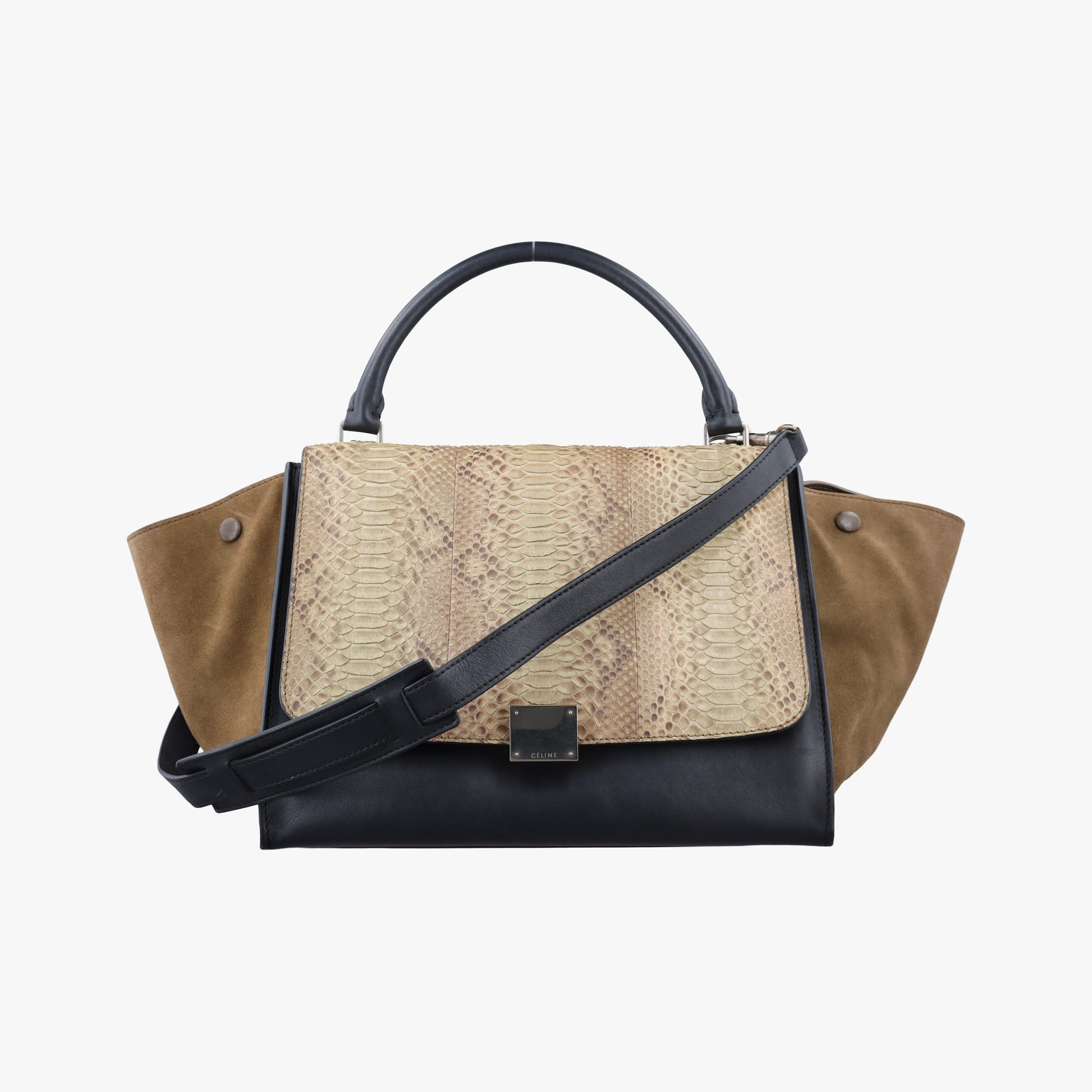 Trapeze Brown × Black ×Beige Snakeskin × Leather S-CU-1102トラペーズミディアム ブラウン × ブラック ×ベージュ スネークスキン × レザー S-CU-1102