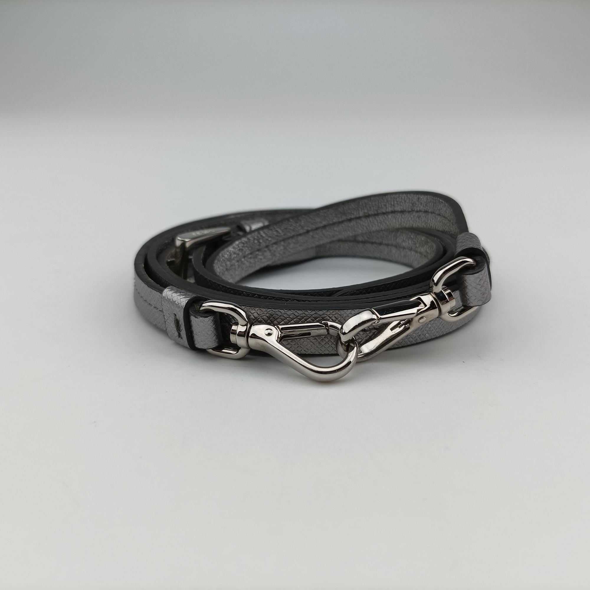 Triangle logo Silver Saffiano Leather 1DH030 85トライアングルロゴ シルバー サフィアーノレザー 1DH030 85