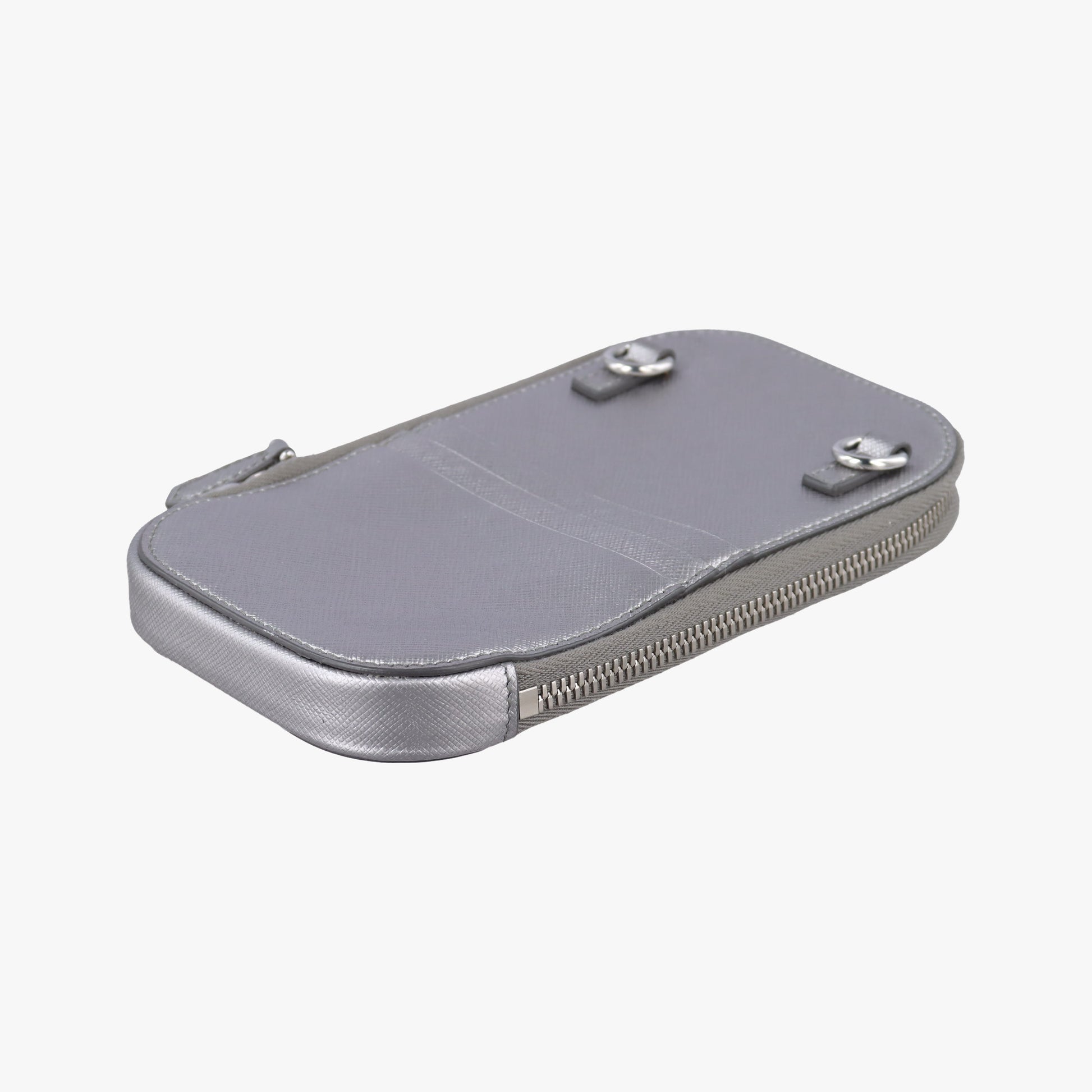 Triangle logo Silver Saffiano Leather 1DH030 85トライアングルロゴ シルバー サフィアーノレザー 1DH030 85