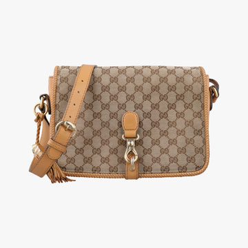 Pre-owned Gucci Marrakech Messenger Brown canvasxLeather 257024 shoulderbag | stylenewstar