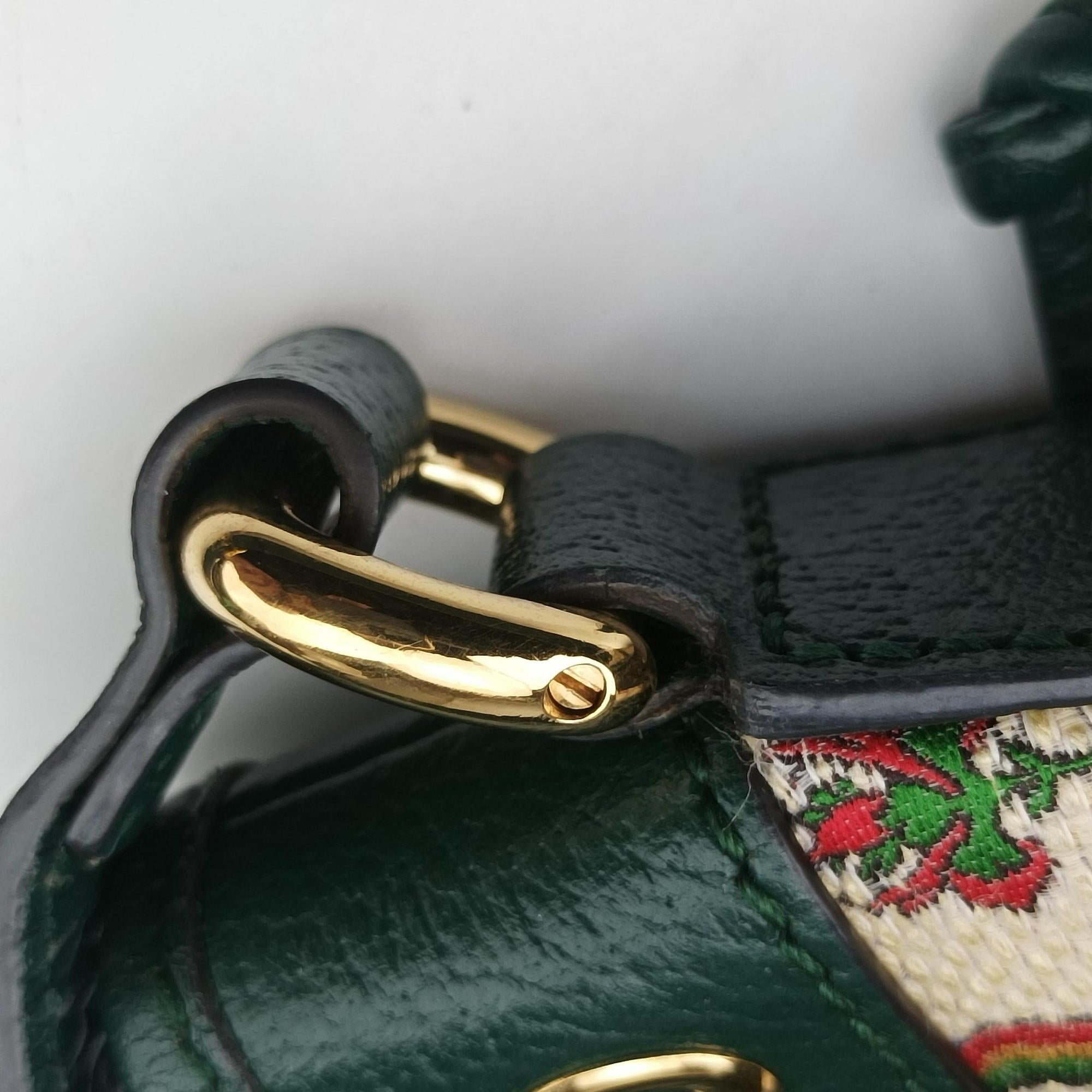 100th Anniversary Ophidia Mini Bucket Green×Multi-color Canvas×Leather 676682 I035885864100周年記念 オフィディア ミニ バケツ グリーン×マルチ キャンバス×レザー 676682 I035885864