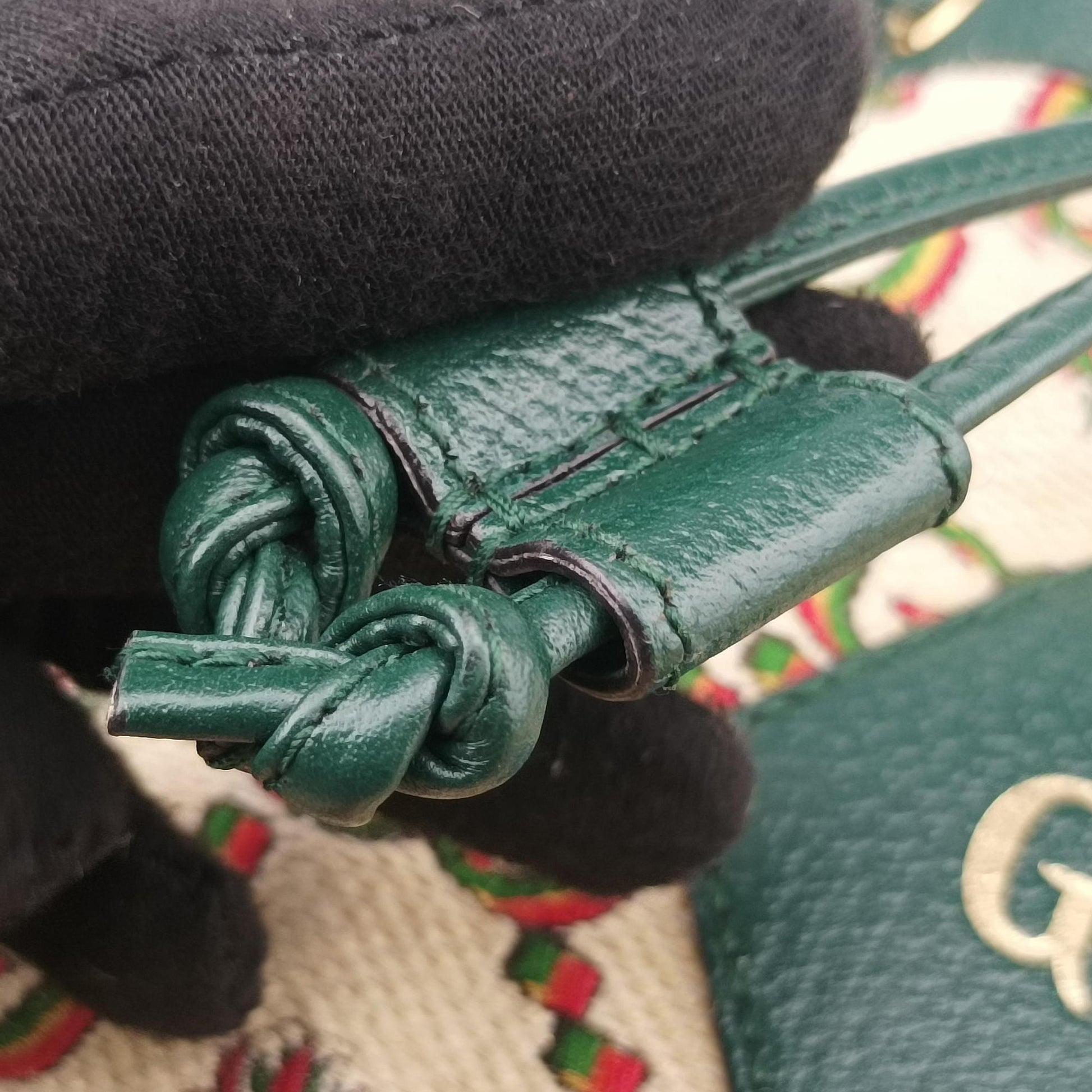 100th Anniversary Ophidia Mini Bucket Green×Multi-color Canvas×Leather 676682 I035885864100周年記念 オフィディア ミニ バケツ グリーン×マルチ キャンバス×レザー 676682 I035885864