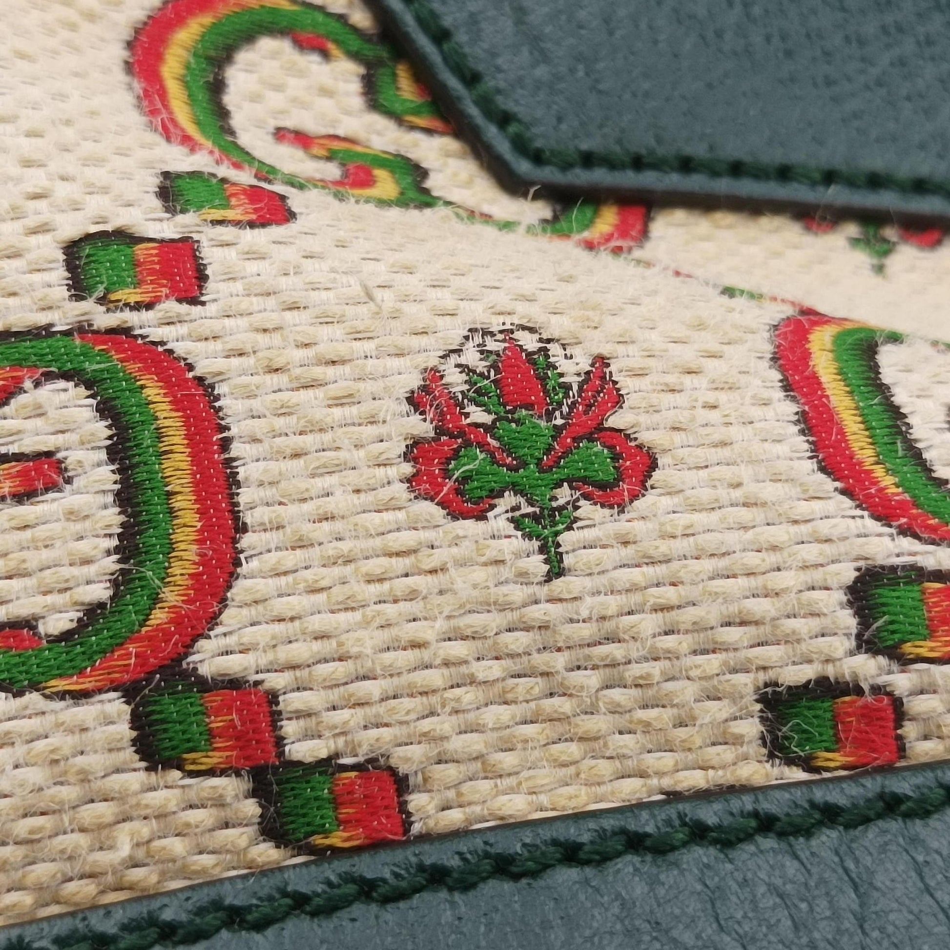 100th Anniversary Ophidia Mini Bucket Green×Multi-color Canvas×Leather 676682 I035885864100周年記念 オフィディア ミニ バケツ グリーン×マルチ キャンバス×レザー 676682 I035885864