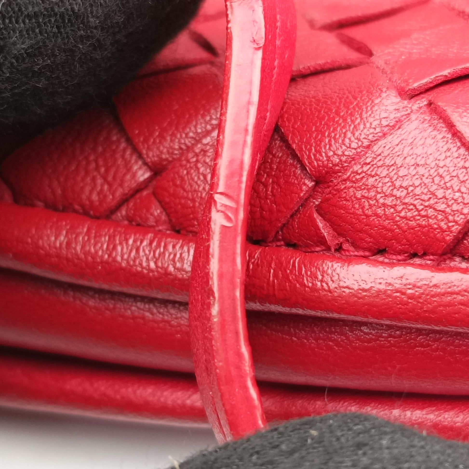NODINI Intrecciato Red lambskin B01263721Wノディーニ イントレチャート レッド ラムスキン B01263721W