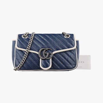 GG Marmont Blue Leather 443497 F031908661GGマーモント ブルー レザー 443497 F031908661