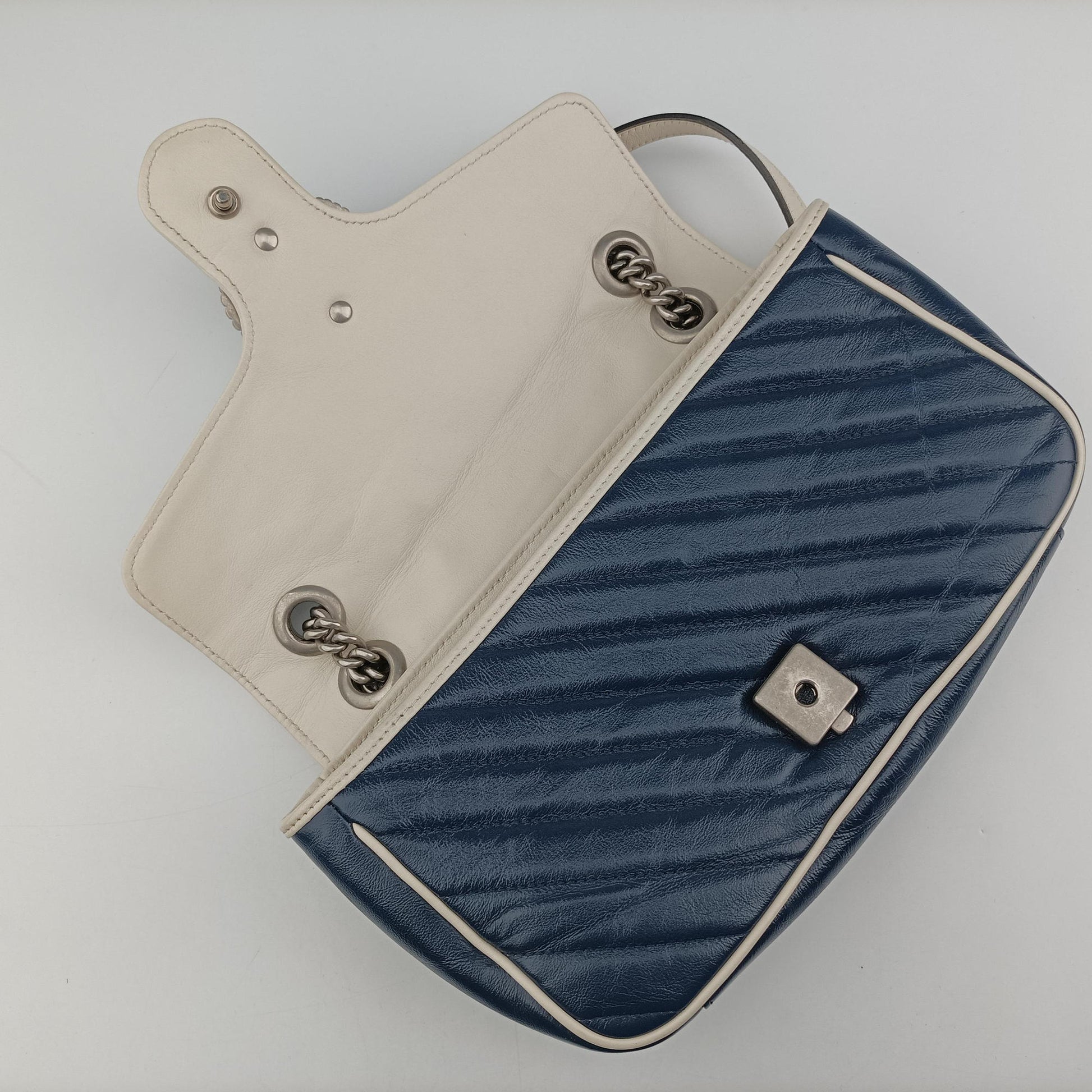 GG Marmont Blue Leather 443497 F031908661GGマーモント ブルー レザー 443497 F031908661