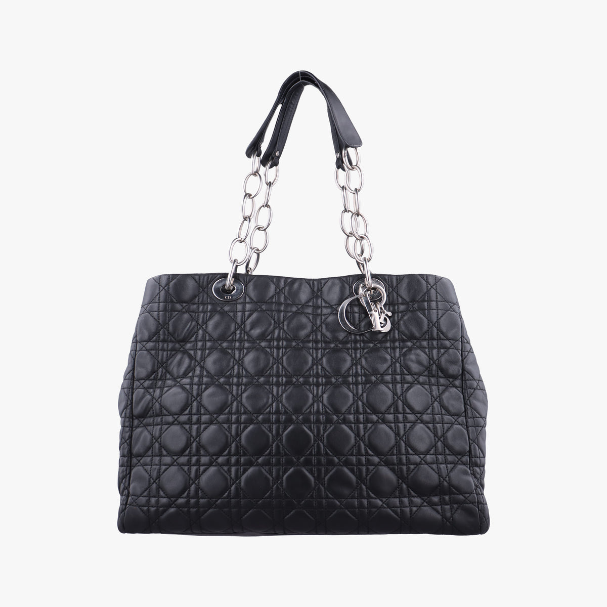 Pre-owned Christian Dior Cannage Dior Soft Shopping Black lambskin  shoulderbag | stylenewstar